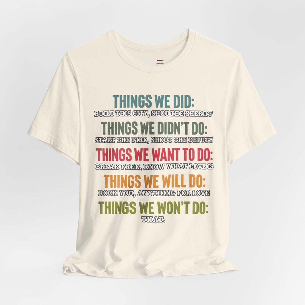 Things We Will Do Checklist T-Shirt — Funny Motivational List Tee