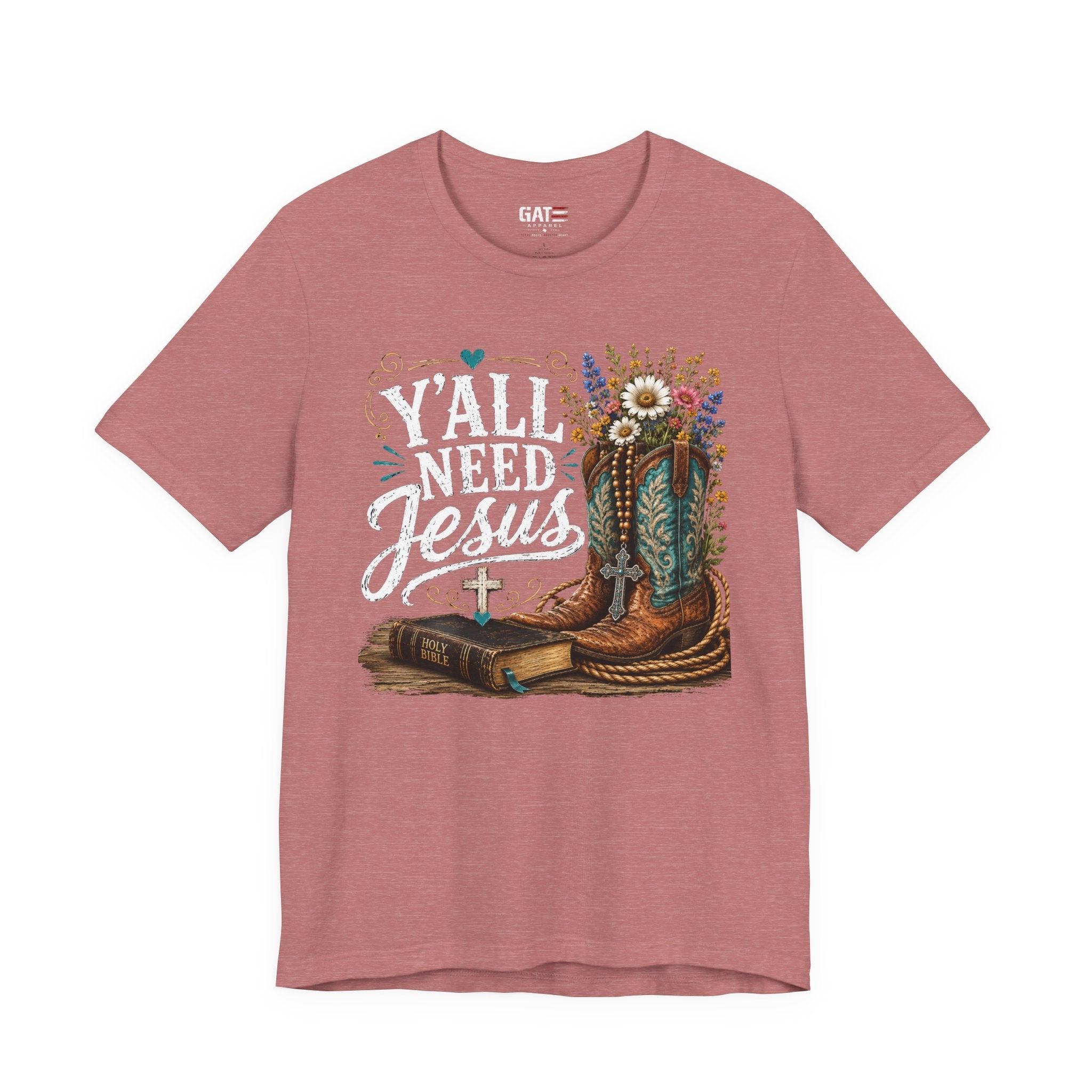 Y'all Need Jesus Shirt, Christian Western Shirt, Cowgirl Faith Tee, Cowboy Boots Floral Shirt, Country Christian Gift for Women