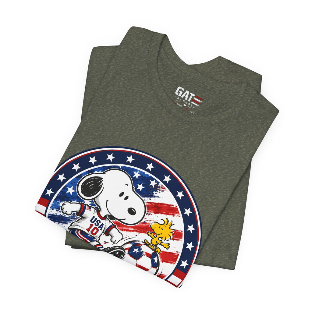 USA Soccer Snoopy Shirt  Patriotic USA Soccer Tee American Flag Design, World Cup, Soccer Fan
