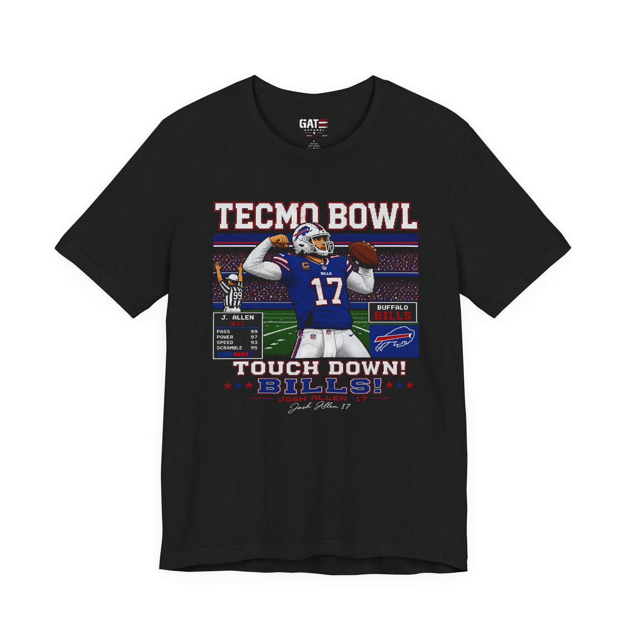 Josh Allen Tecmo Bowl Shirt Retro Football Graphic Tee Vintage Video Game Style Buffalo Fan Gift for Men Women