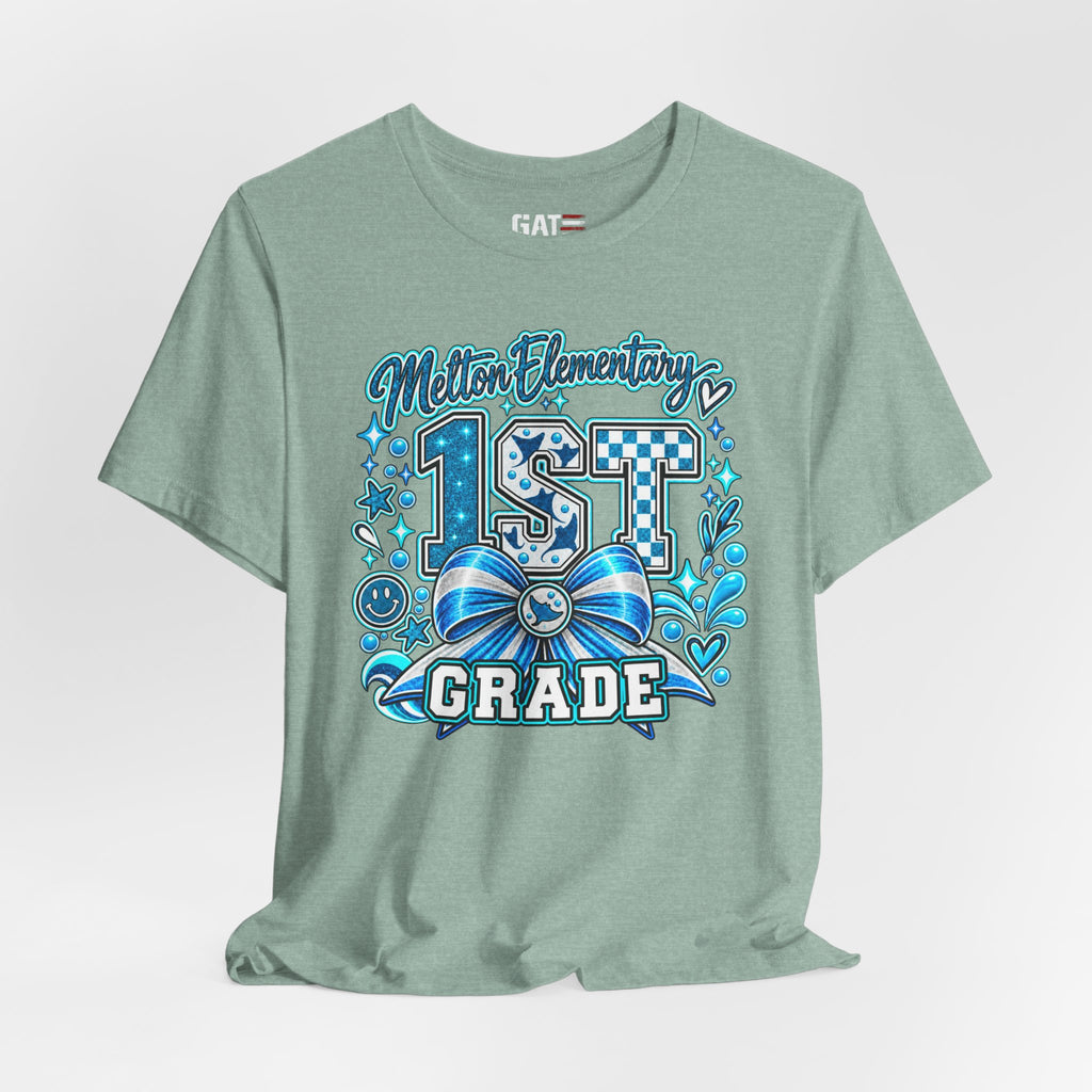 Melton 1st Grade School T‑Shirt — Bow Design