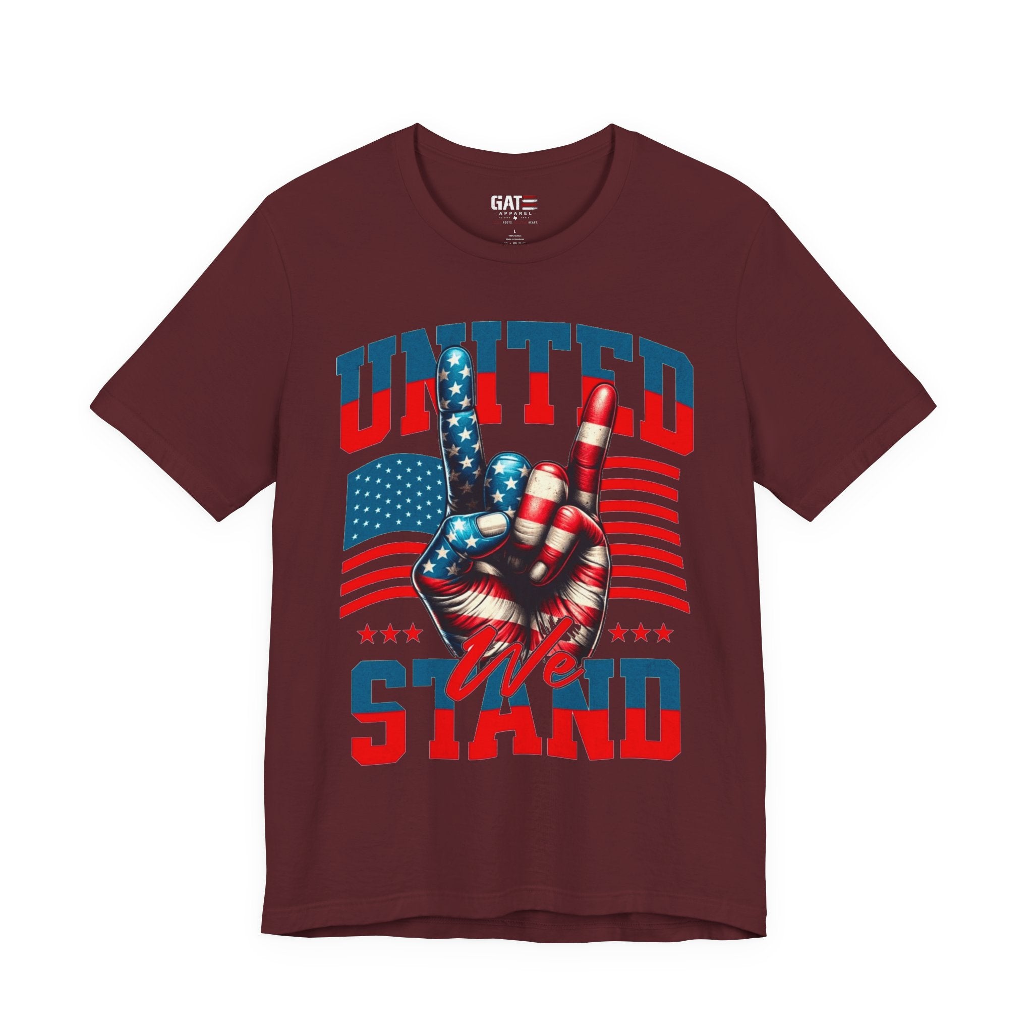 United We Stand T-Shirt — Patriotic American Flag Peace Hand Tee