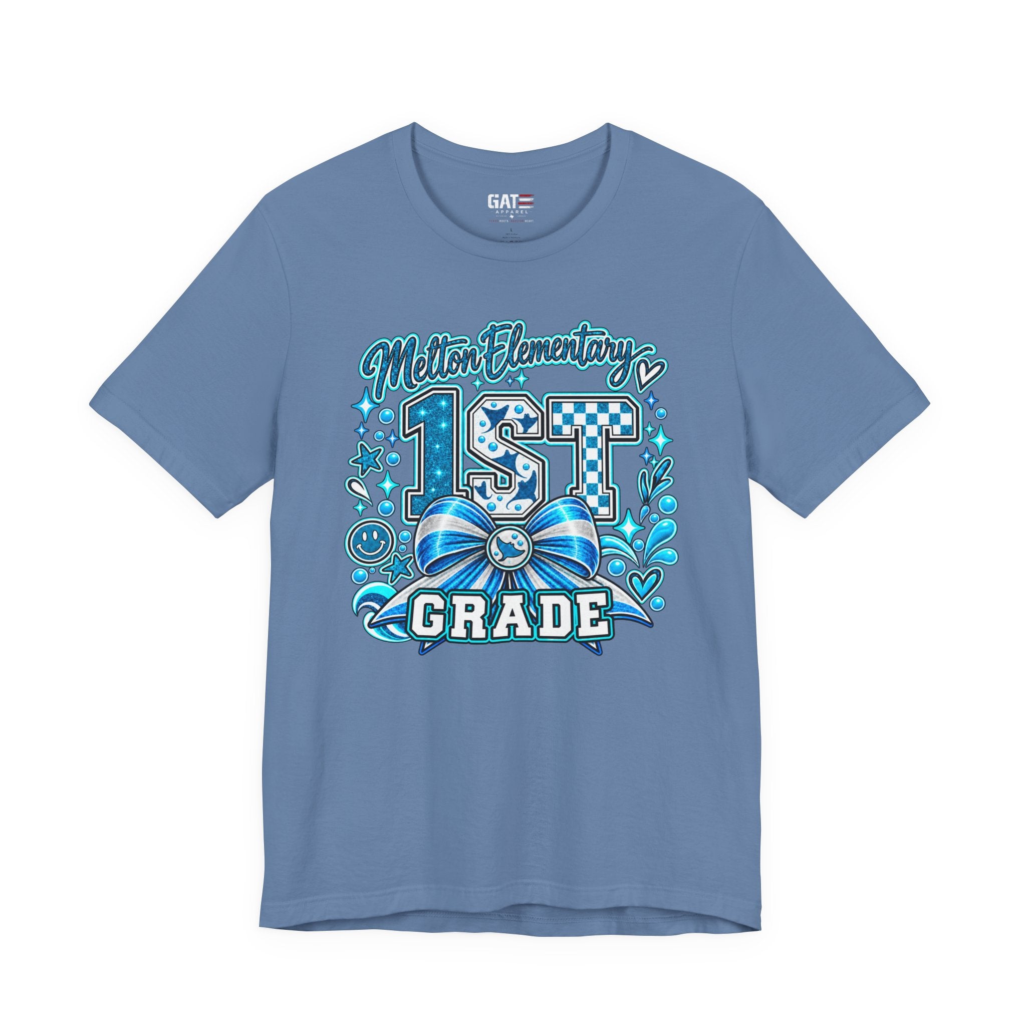 Melton 1st Grade School T‑Shirt — Bow Design