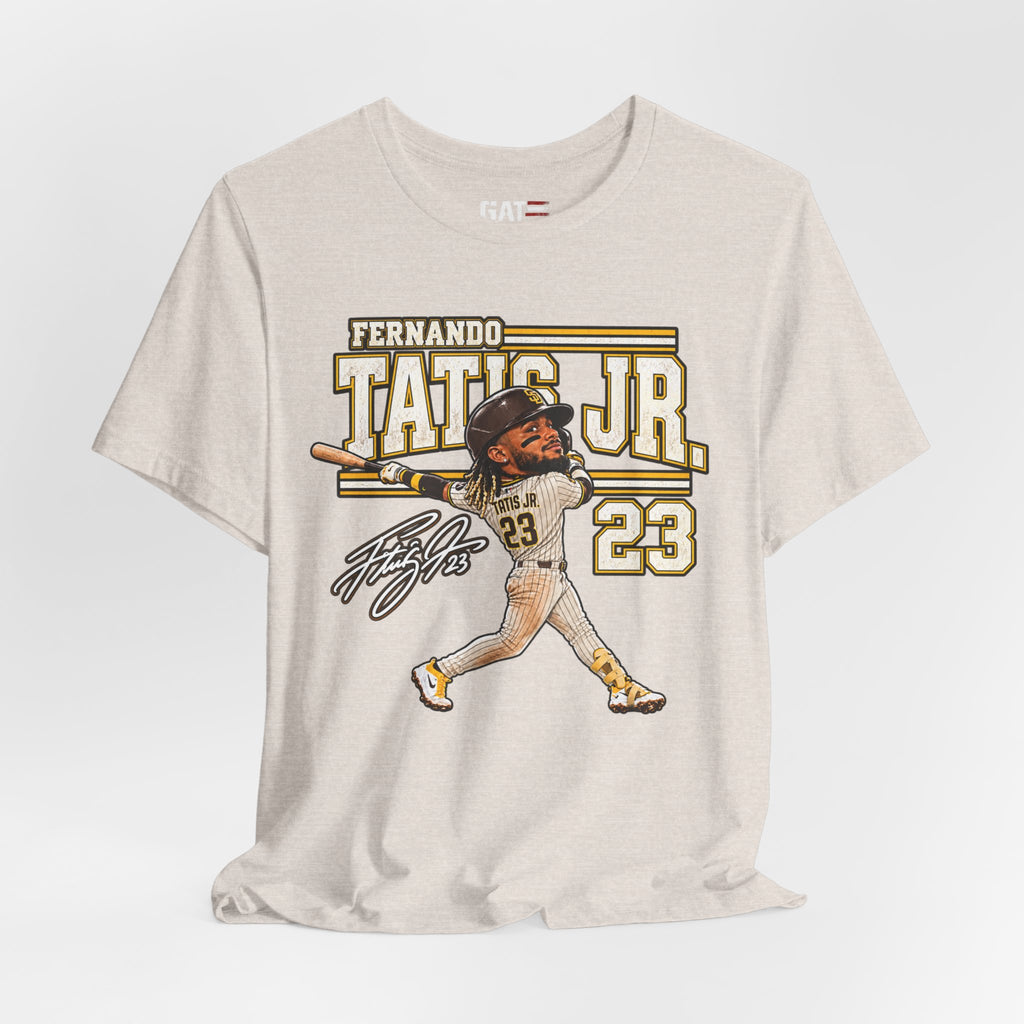 Fernando Tatis Jr. #23 Baseball Tee — Signed Cartoon Batter Design
