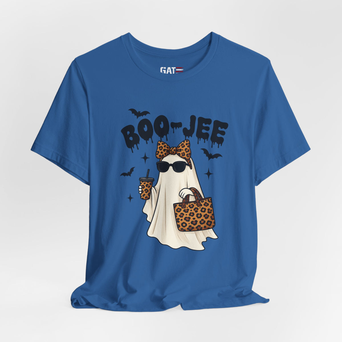 Boo-Jee Leopard Ghost Tee — Cute Halloween Graphic T-Shirt