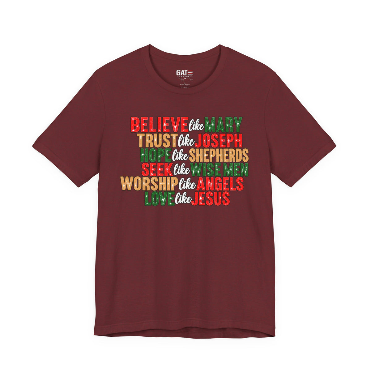 Believe Like Mary Christian Christmas T-Shirt - product image 15