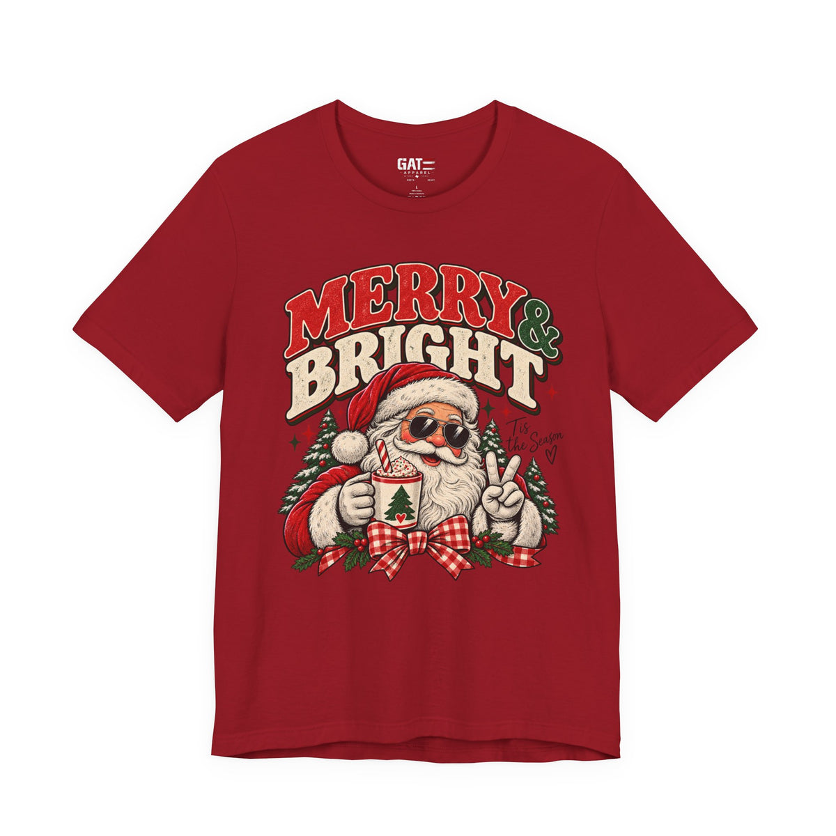 Merry & Bright Santa Shirt | Retro Christmas Graphic Tee
