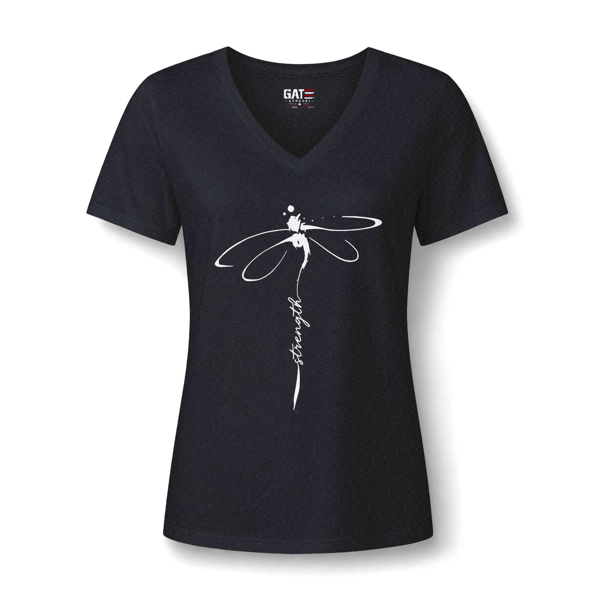 Women's Dragonfly Yoga V-Neck Tee — Serene Floral Meditation Top