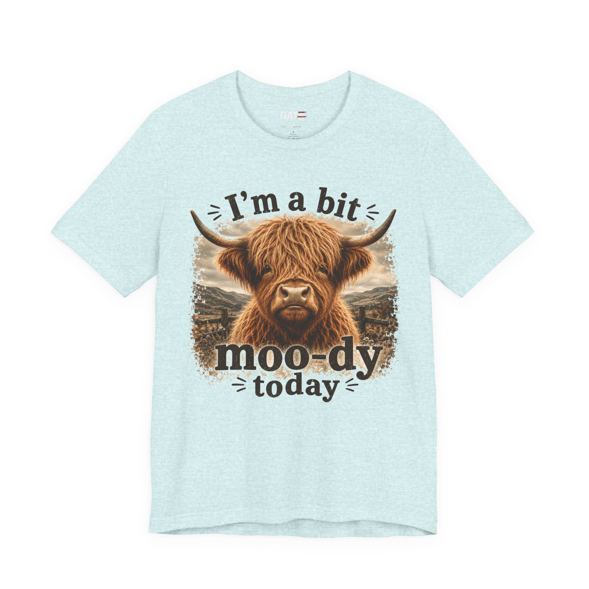 I’m a Bit Moo-dy Today Tee — Funny Highland Cow Graphic T-Shirt