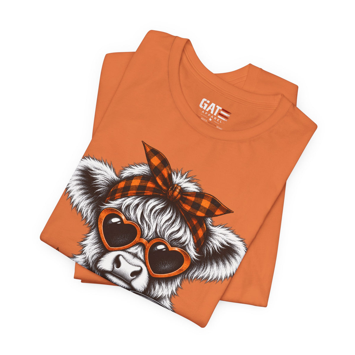 Cow fall animal graphic T-shirt mockup