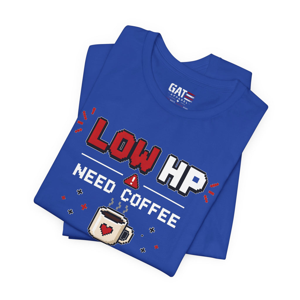 Funny Coffee Lover Shirt, Gamer Coffee Tee, Retro Pixel Art Shirt, Caffeine Addict Gift, Gaming T-Shirt