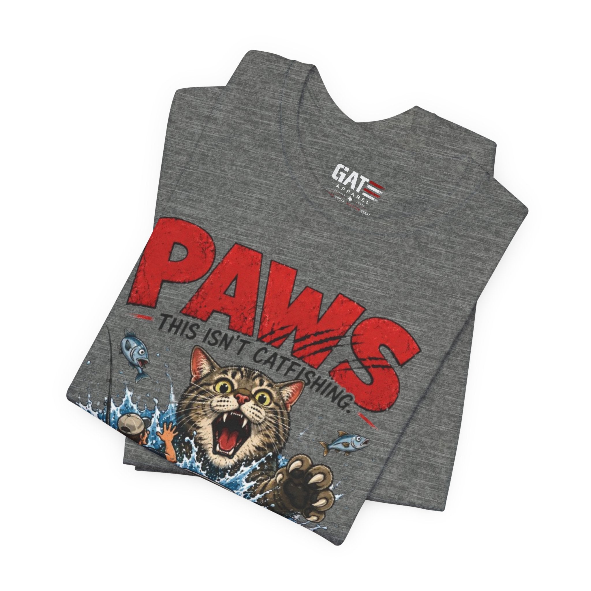 "PAWS This Isn't Catfishing" Fishing Cat Graphic Tee