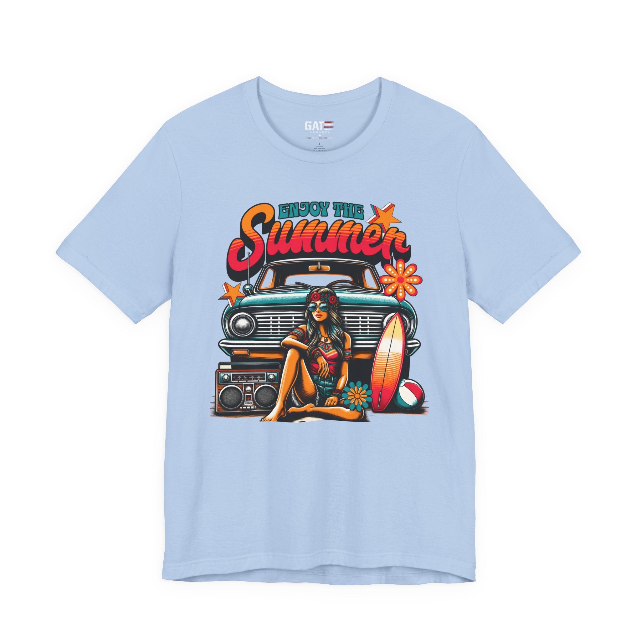 Enjoy The Summer Shirt, Retro Beach Tee, Vintage Surf Shirt, Hippie Summer T Shirt, Boho Vacation Shirt, Groovy Summer Graphic Tee