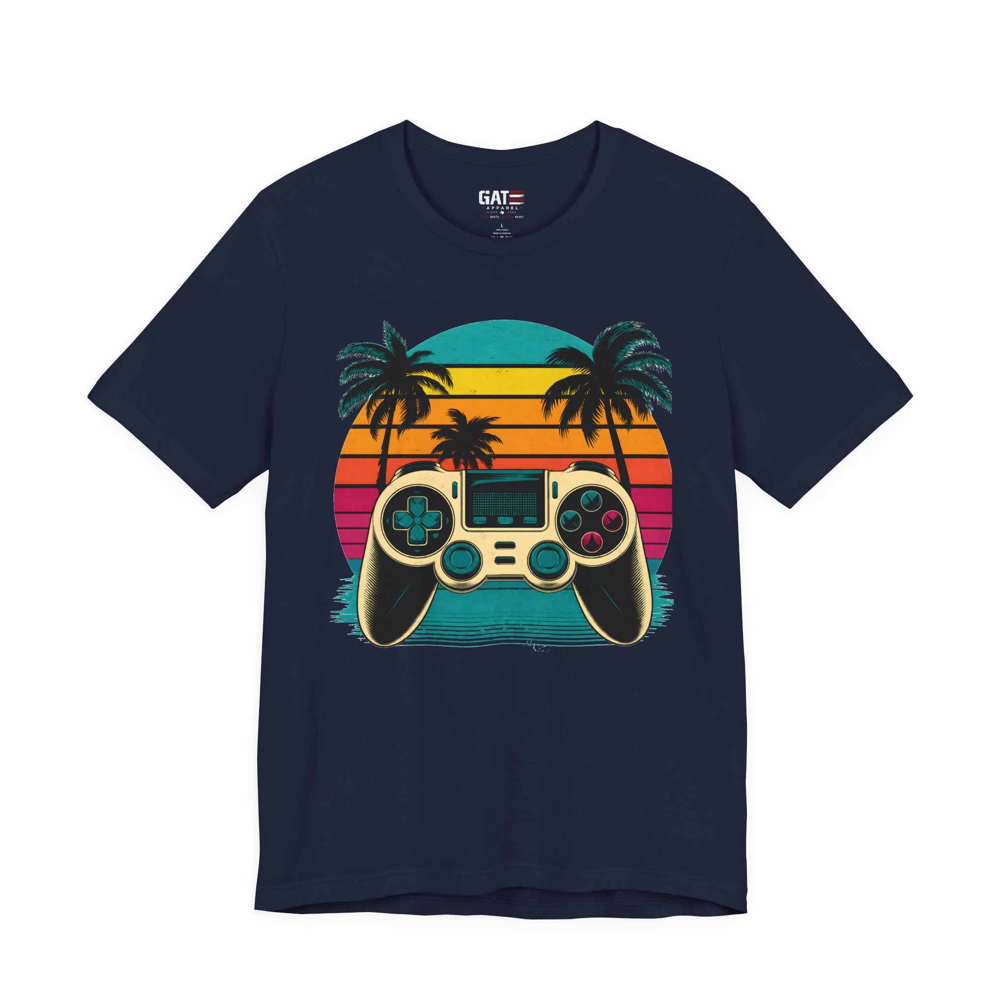Retro Gaming Shirt, Gamer Sunset Tee, Video Game Controller Shirt, 80s Retro Gamer Gift, Beach Gaming T Shirt