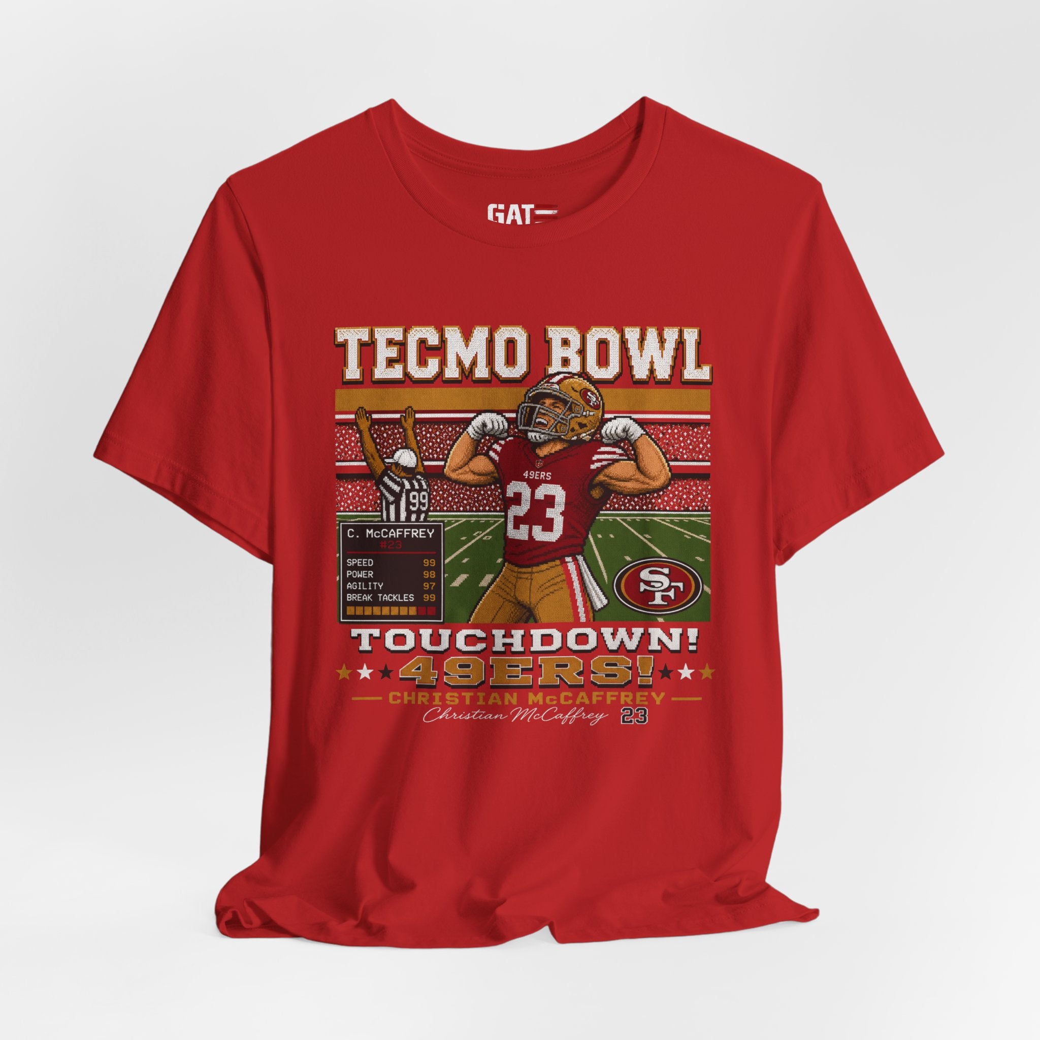 Christian McCaffrey Tecmo Bowl Shirt, Retro Football Graphic Tee, Vintage Pixel Art Touchdown T Shirt, Game Day Gift