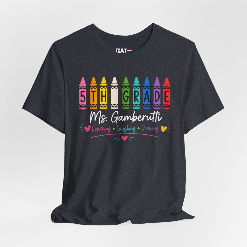 Customize Grade Level and Name Teacher Crayon Shirt