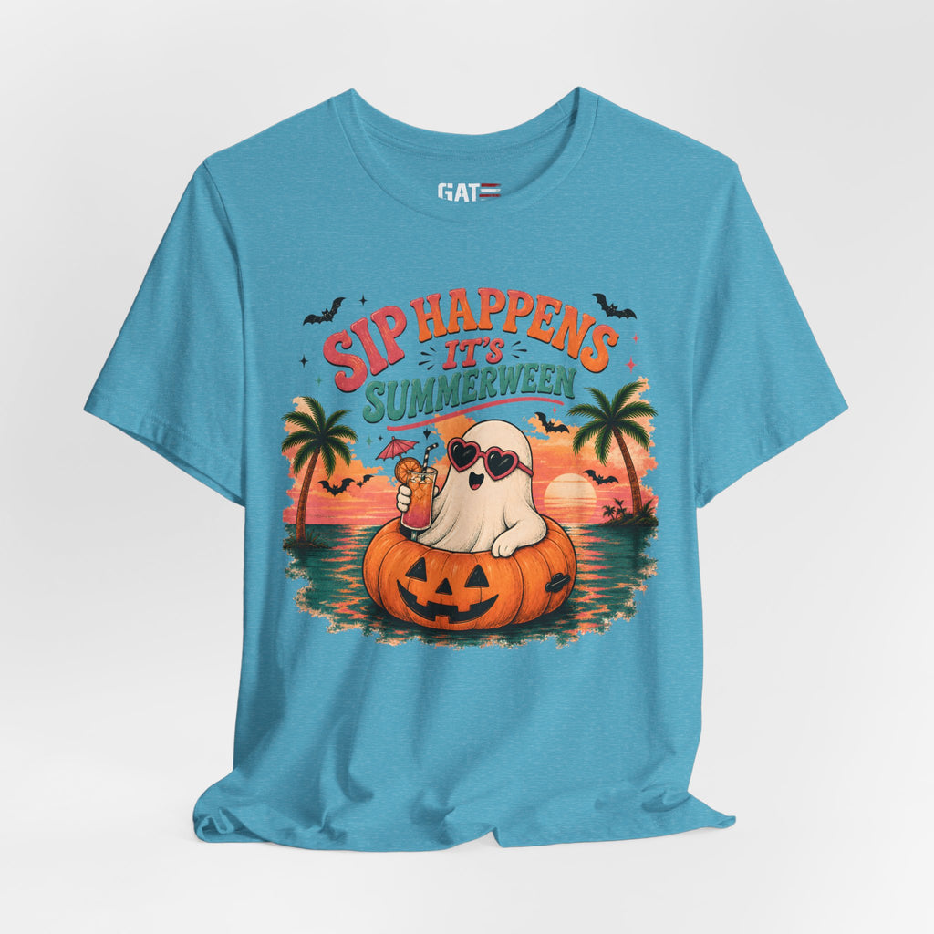 Summerween Shirt, Spooky Beach Shirt, Ghost Beach Tee, Halloween Beach Shirt, Coastal Halloween Tee, Tropical Ghost Shirt
