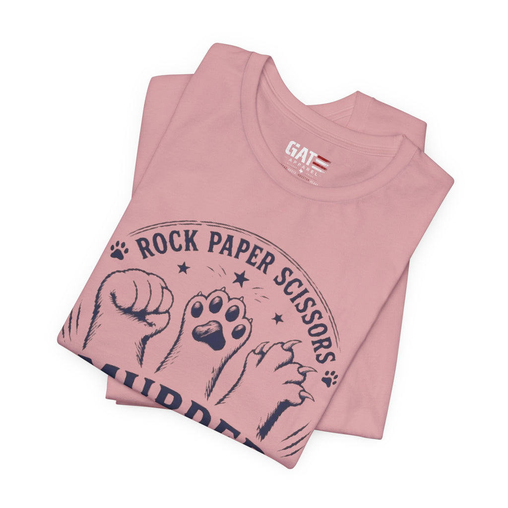 Rock Paper Scissors Murder Mittens Shirt, Funny Cat Lover Tee, Cat Paw Graphic T-Shirt, Cute Cat Mom Gift, Murder Mittens