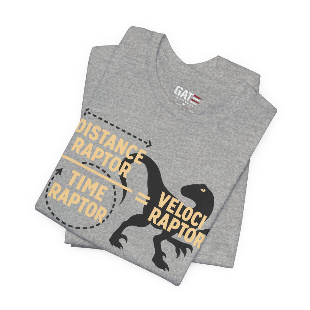 Velociraptor Anatomy Tee — "Distance Raptor / Time Raptor" Dinosaur Graphic Shirt