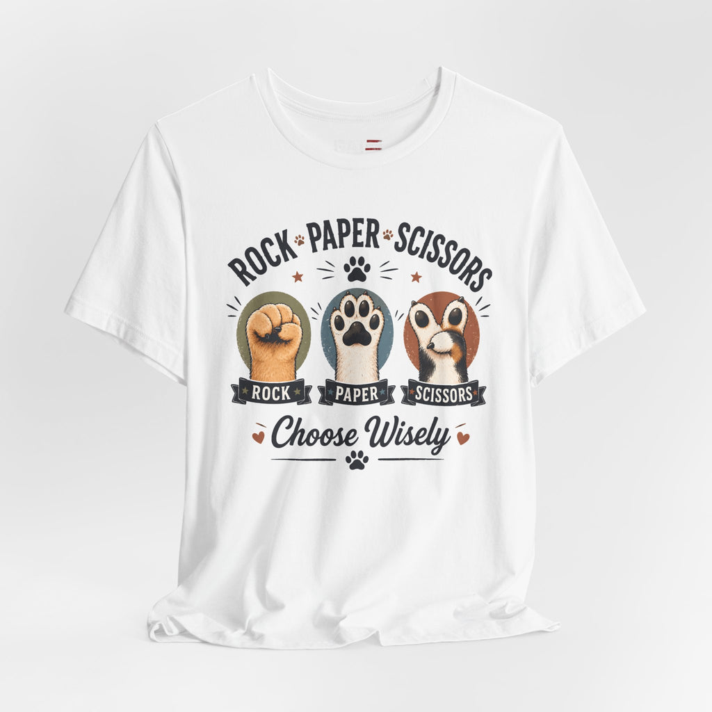 Rock Paper Scissors Cat Shirt, Funny Cat Lover Tee, Cat Paw Graphic Shirt, Cute Pet Mom Gift, Choose Wisely Cat Tee, Cat Dad Shirt