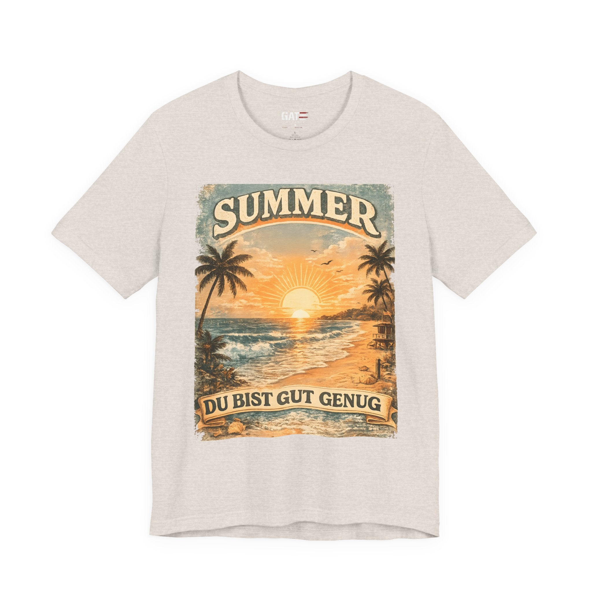 Du Bist Gut Genug Shirt, You Are Enough Tee, Summer Beach Sunset Graphic Shirt, German Quote Retro Aesthetic Tee
