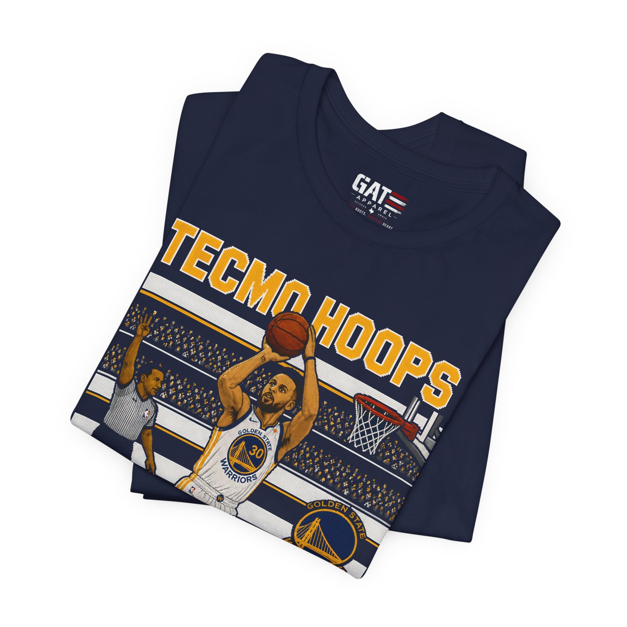 Tecmo Hoops Steph Curry Three Pointer Warriors Tee | Basketball Retro Arcade Shirt