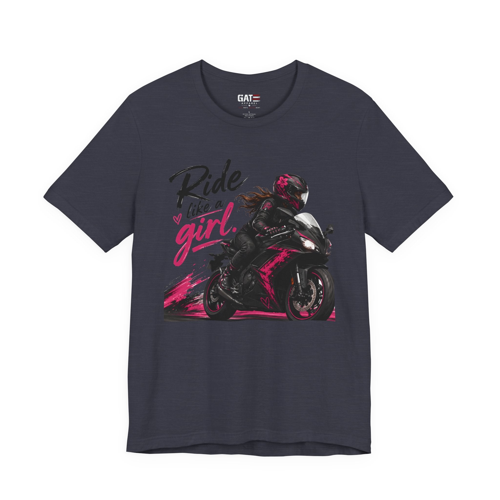 Ride Like A Girl Shirt, Women Motorcycle Rider Tee, Pink Biker Shirt, Moto Girl Gift, Sport Bike Shirt, Female Rider Tee