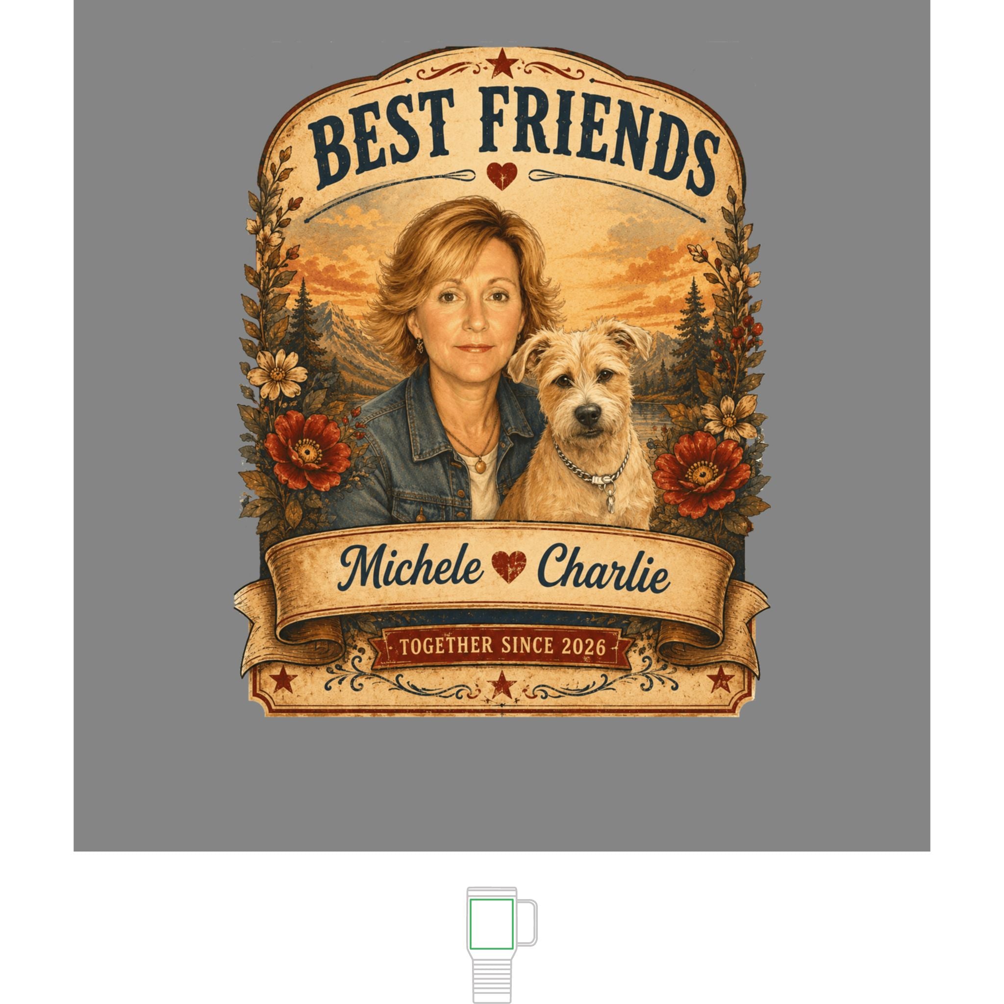 Personalized Pet Tumbler with Owner, Custom Dog or Cat Portrait Tumbler, Pet Lover Gift, Dog Mom Gift, Dog Dad Gift