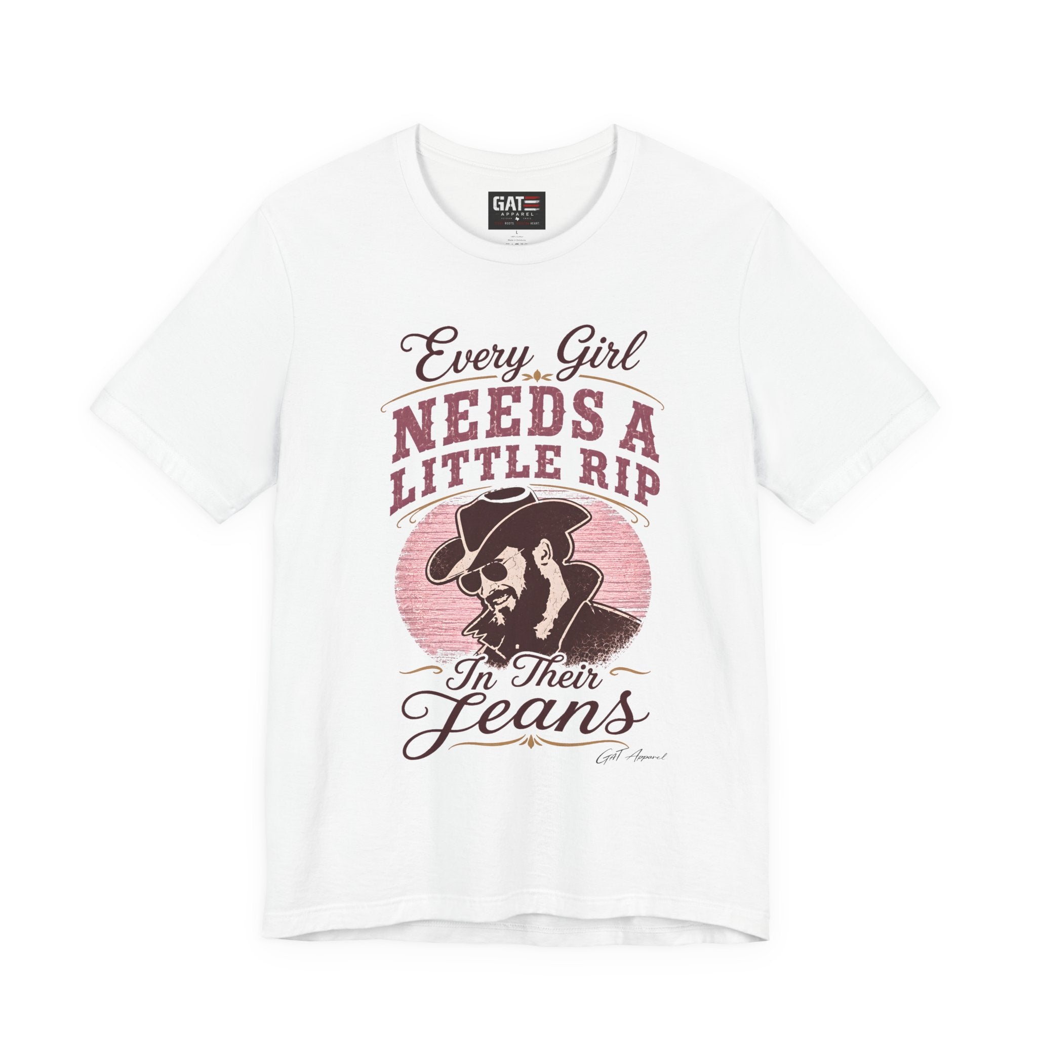 Every Girl Needs A Little Rip In Their Jeans Pink Text Shirt | Dutton Ranch| Yellowstone Inspire Shirt