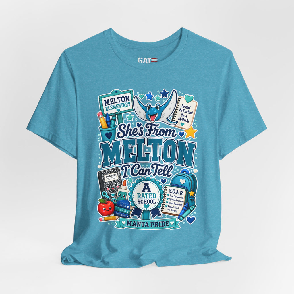 She's From Melton School Tee — Manta Pride Elementary Graphic T‑Shirt