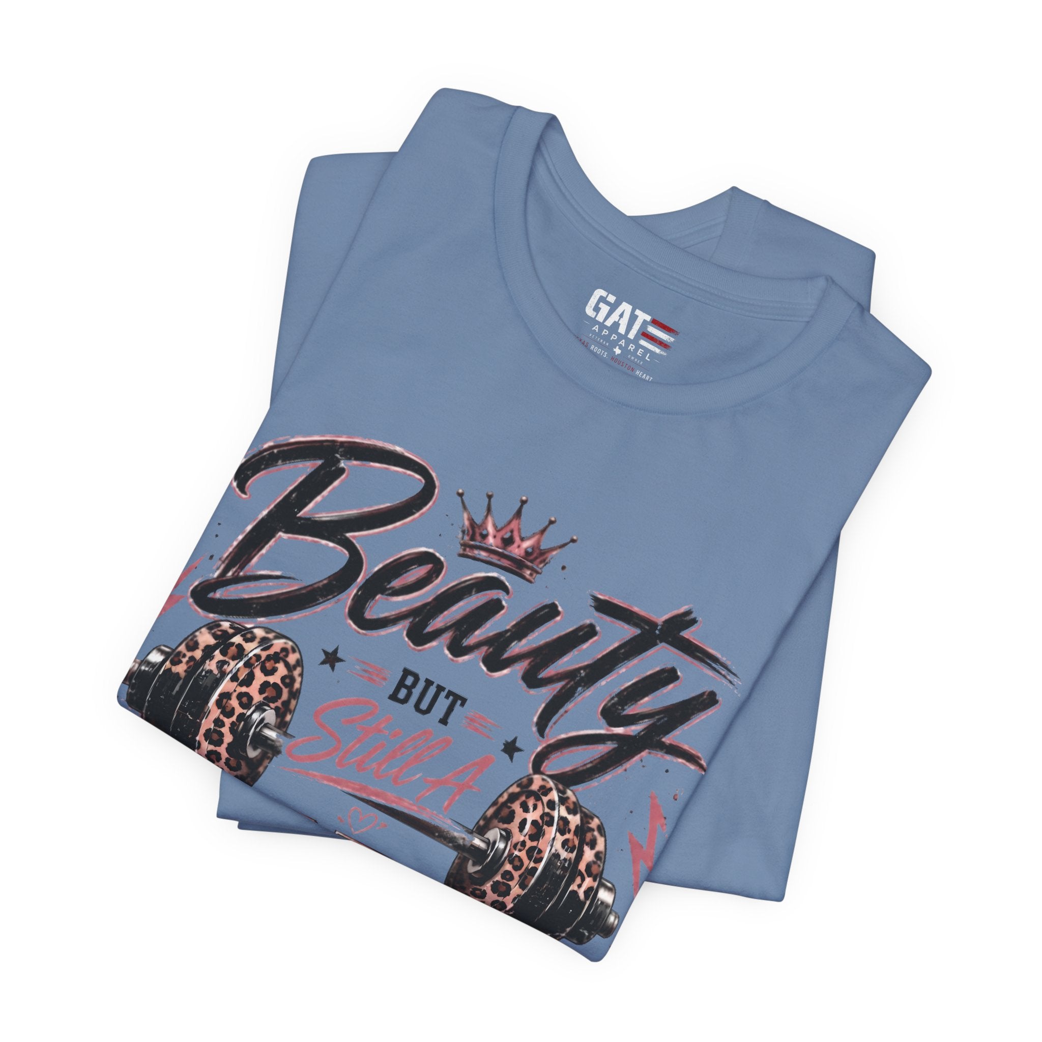 Beauty But Still A Beast Shirt, Women's Gym Shirt, Leopard Print Workout Tee, Fitness Shirt for Her
