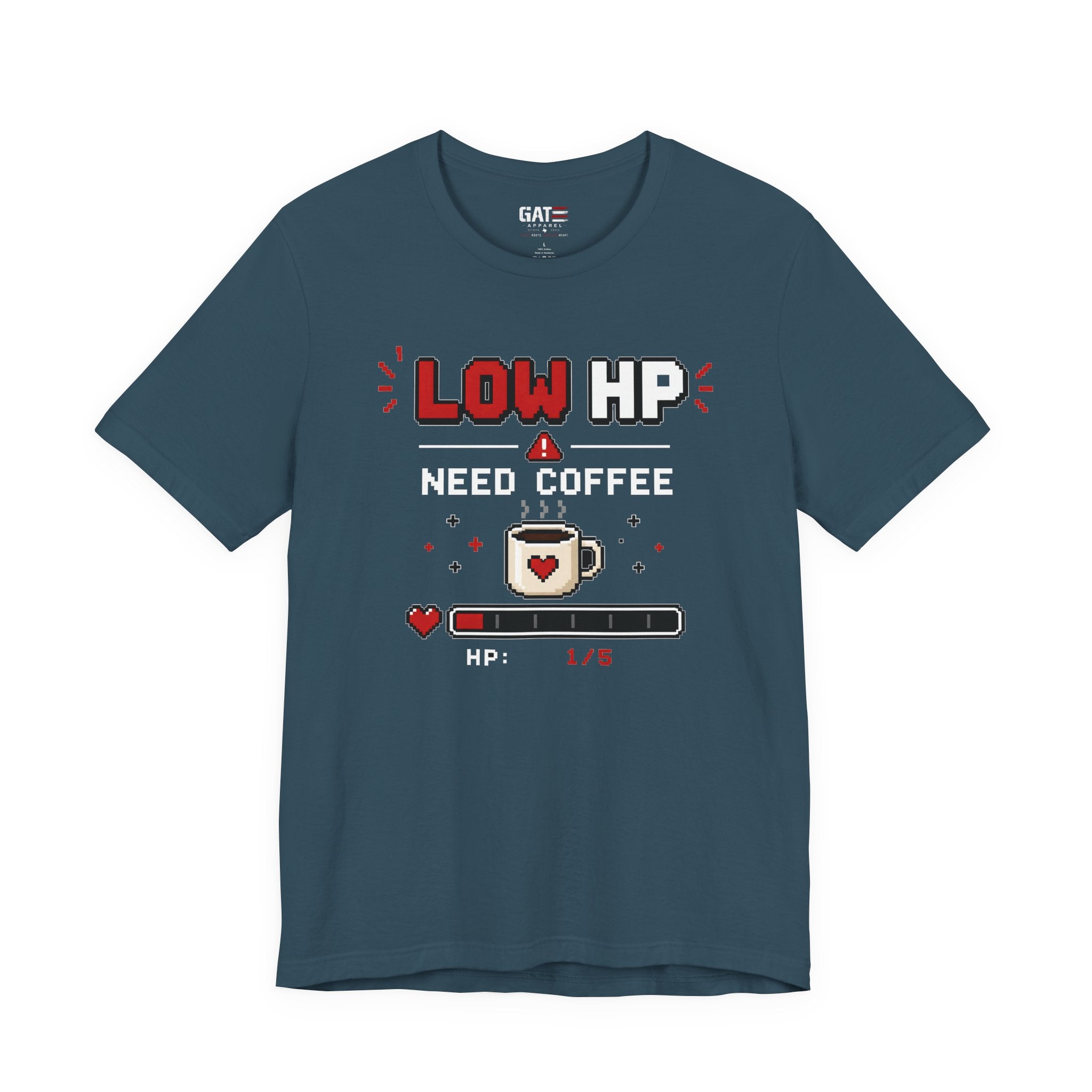 Funny Coffee Lover Shirt, Gamer Coffee Tee, Retro Pixel Art Shirt, Caffeine Addict Gift, Gaming T-Shirt