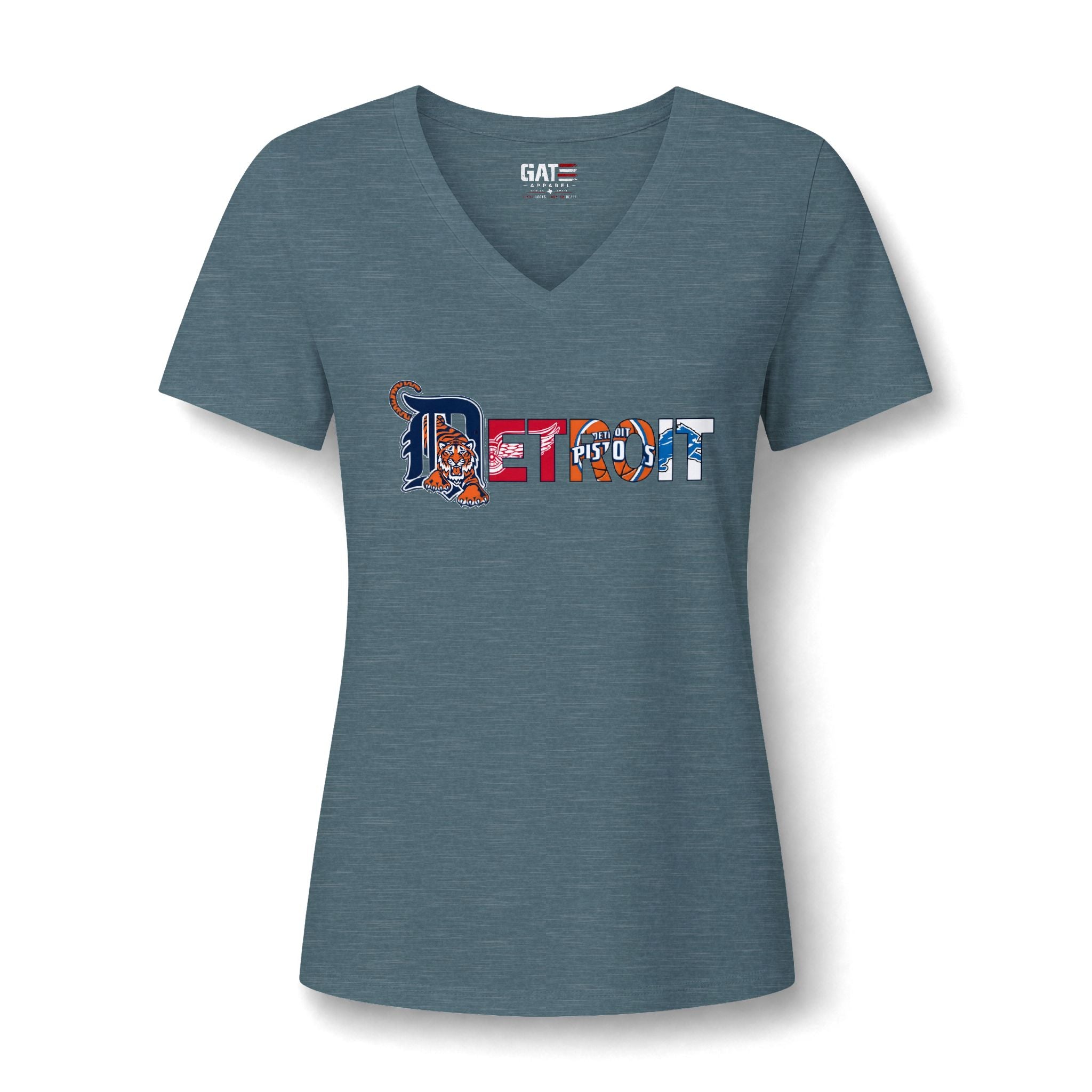 Detroit Sports Team Script V-Neck Tee