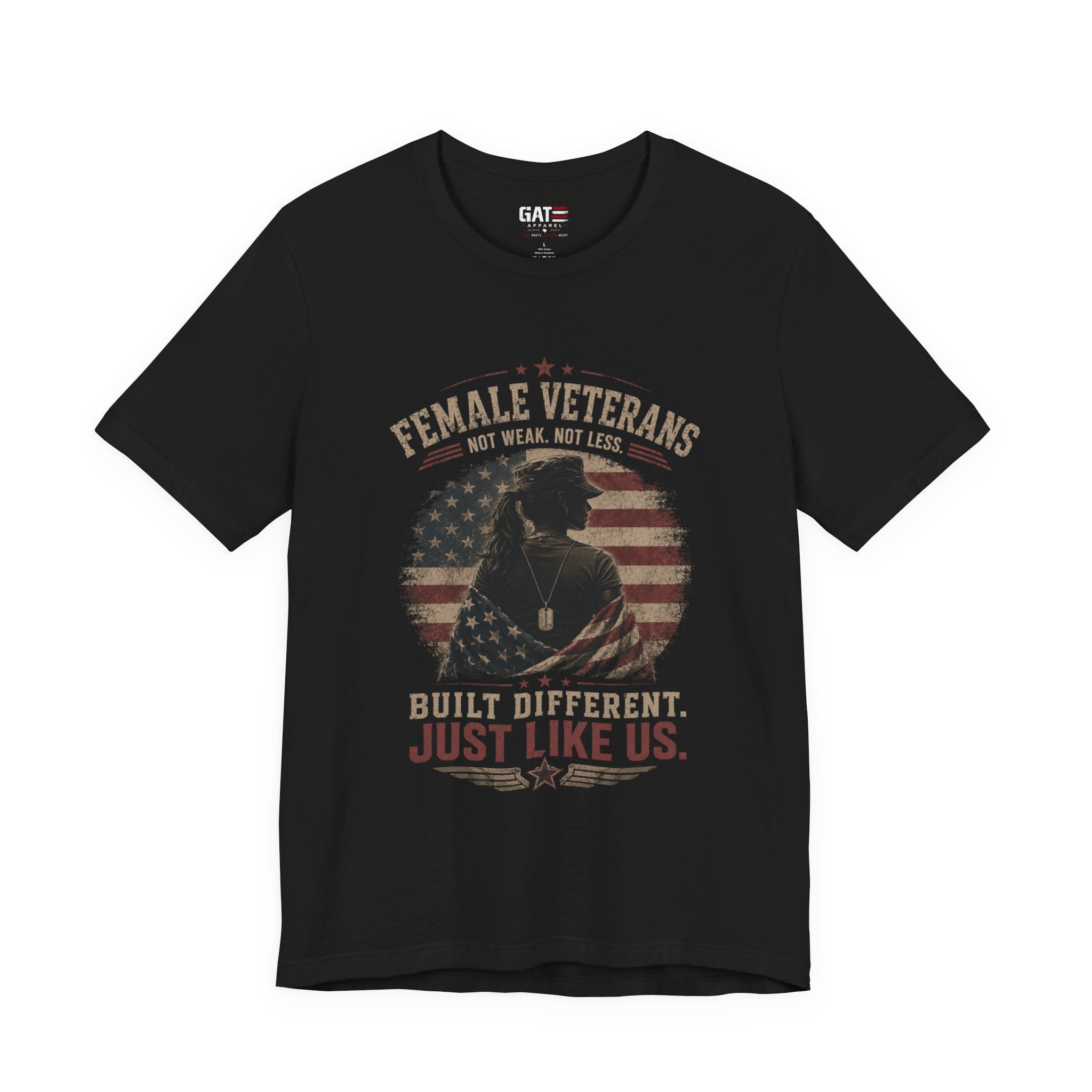 Female Veteran Shirt Built Different Just Like Us Tee Patriotic Military Shirt for Women Army Navy Marine Air Force Veteran Gift