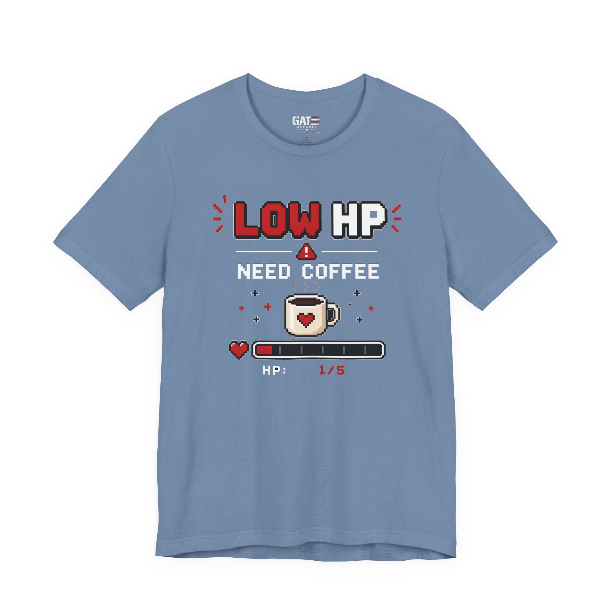 Funny Coffee Lover Shirt, Gamer Coffee Tee, Retro Pixel Art Shirt, Caffeine Addict Gift, Gaming T-Shirt