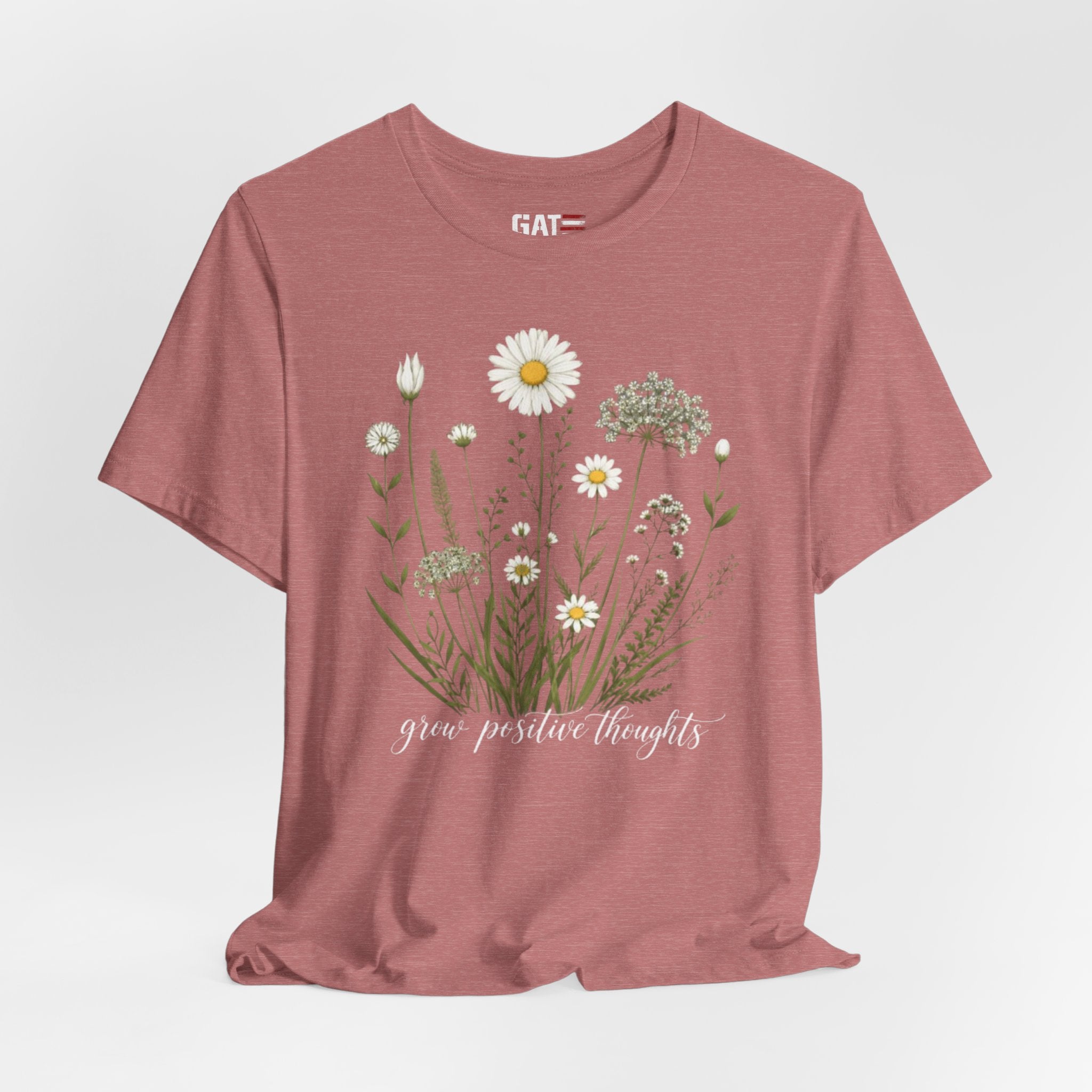 Floral 'Grow Positive Thoughts' T‑Shirt