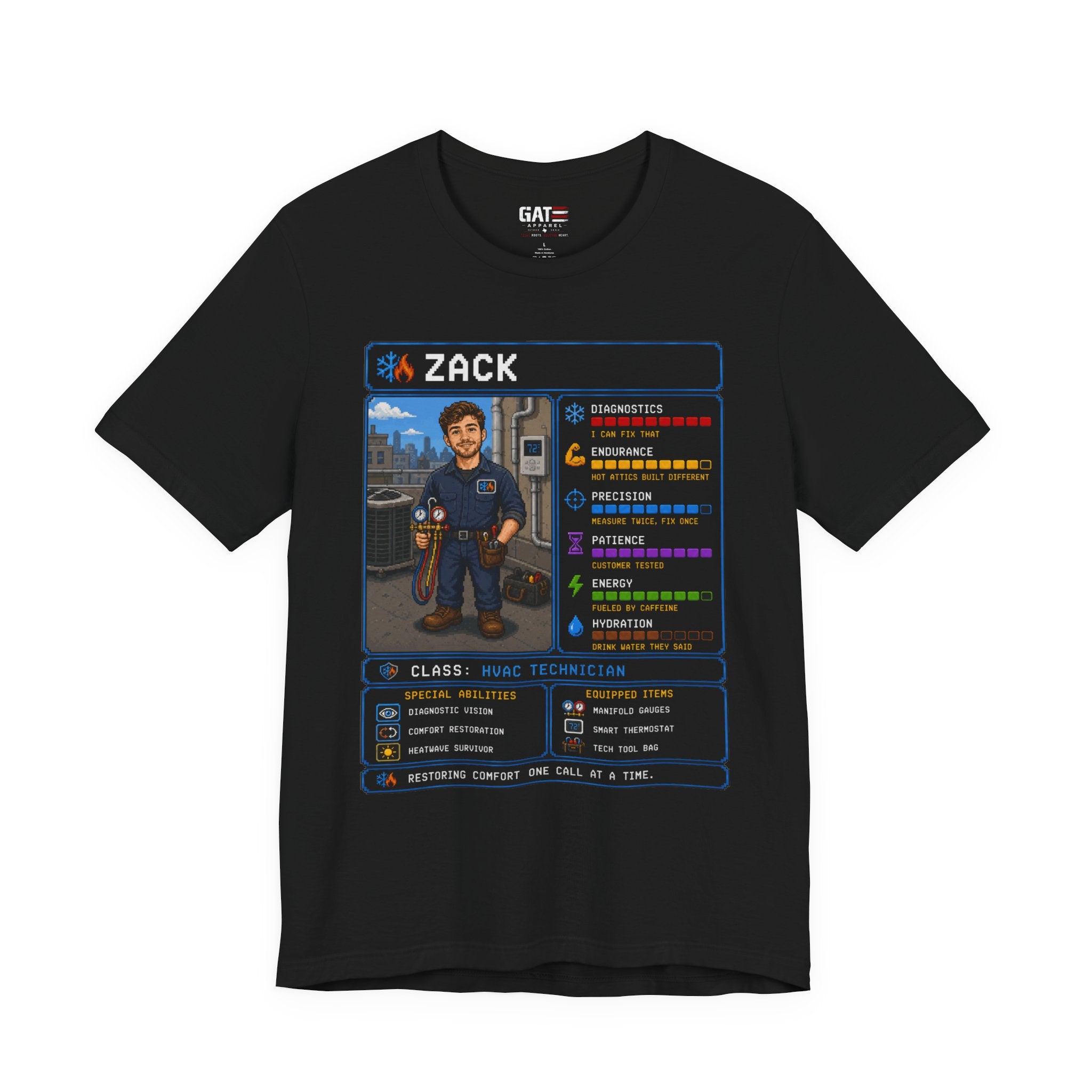 Custom HVAC Technician RPG Character Shirt| Personalized HVAC Tech Gift