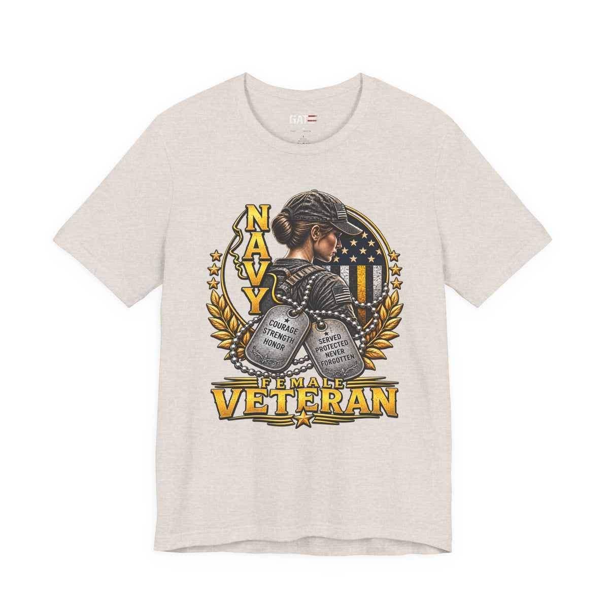 Female Navy Veteran Dog Tags Shirt | Patriotic Military Tee