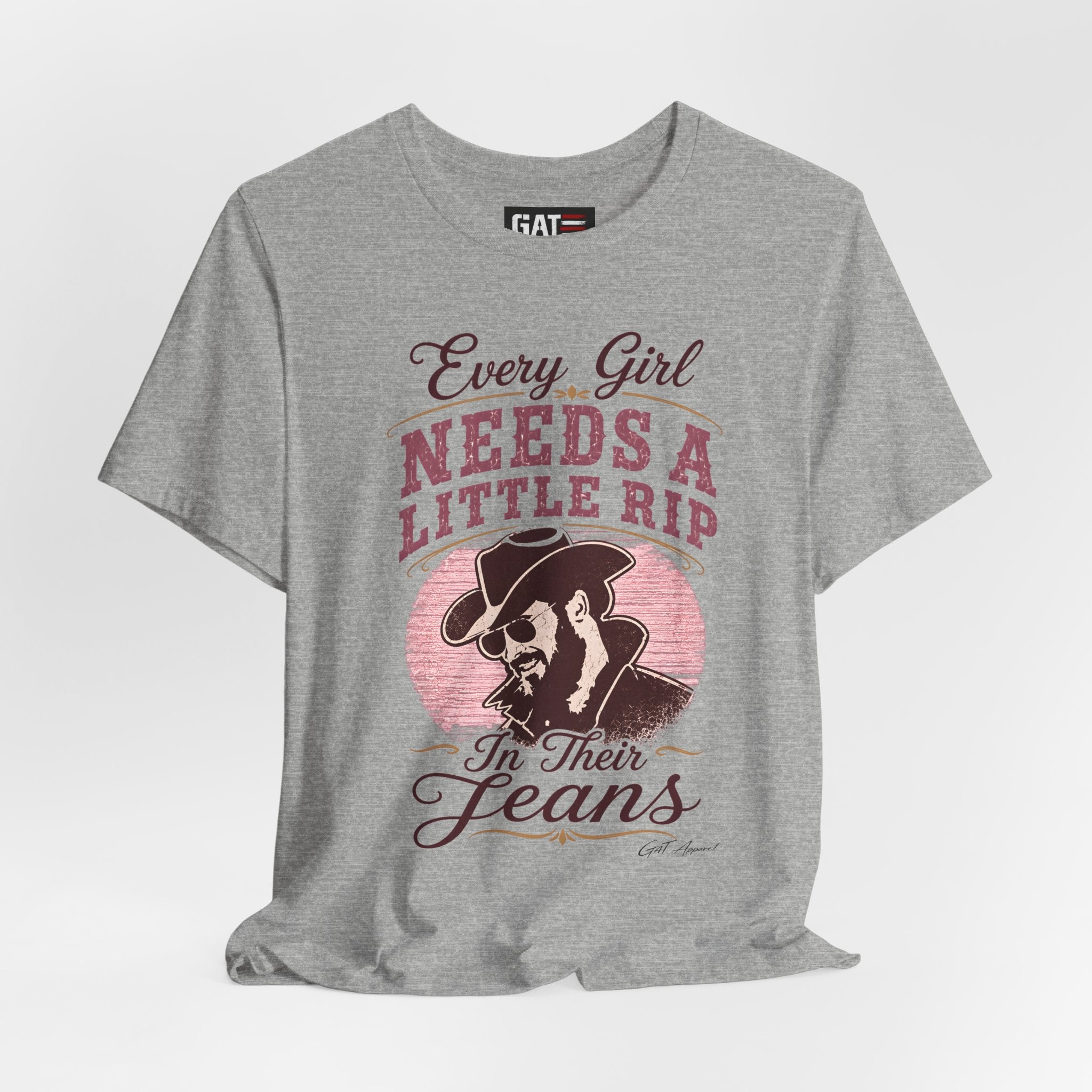 Every Girl Needs A Little Rip In Their Jeans Pink Text Shirt | Dutton Ranch| Yellowstone Inspire Shirt