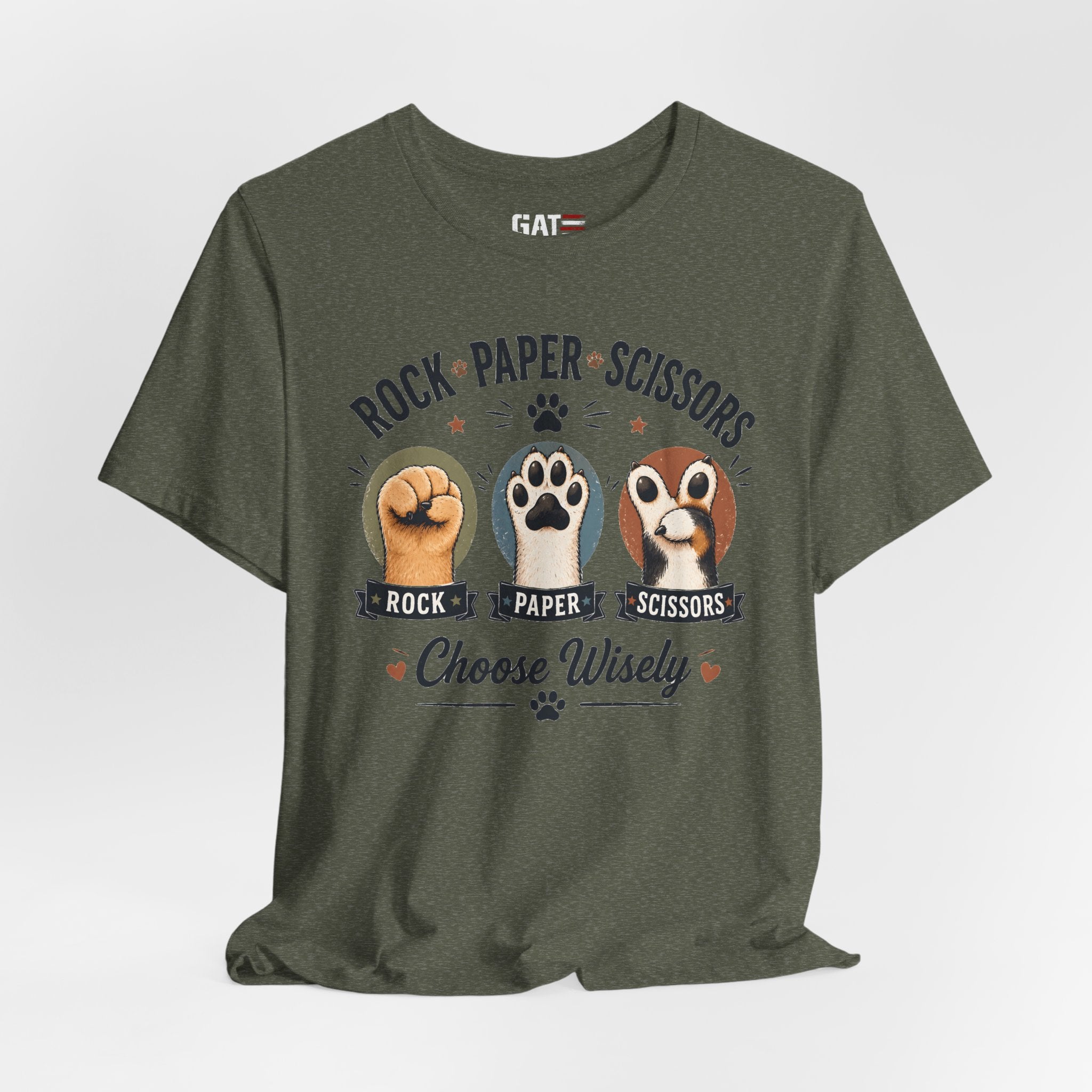 Rock Paper Scissors Cat Shirt, Funny Cat Lover Tee, Cat Paw Graphic Shirt, Cute Pet Mom Gift, Choose Wisely Cat Tee, Cat Dad Shirt