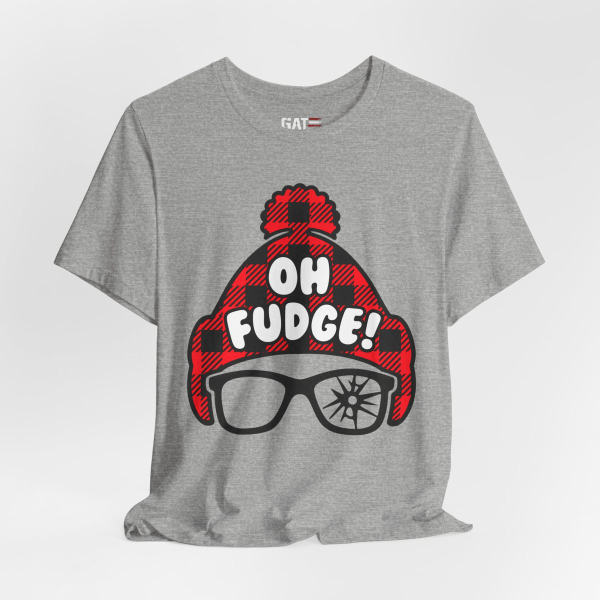 Oh Fudge! Plaid Beanie Graphic Tee — Funny Holiday Winter Shirt