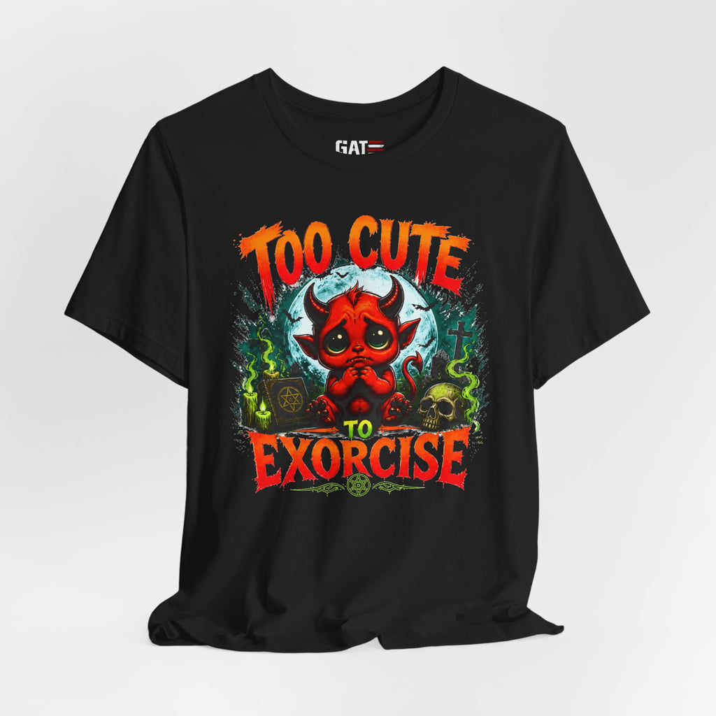 Too Cute to Exorcise T-Shirt — Cute Devil Graphic Tee (Halloween)