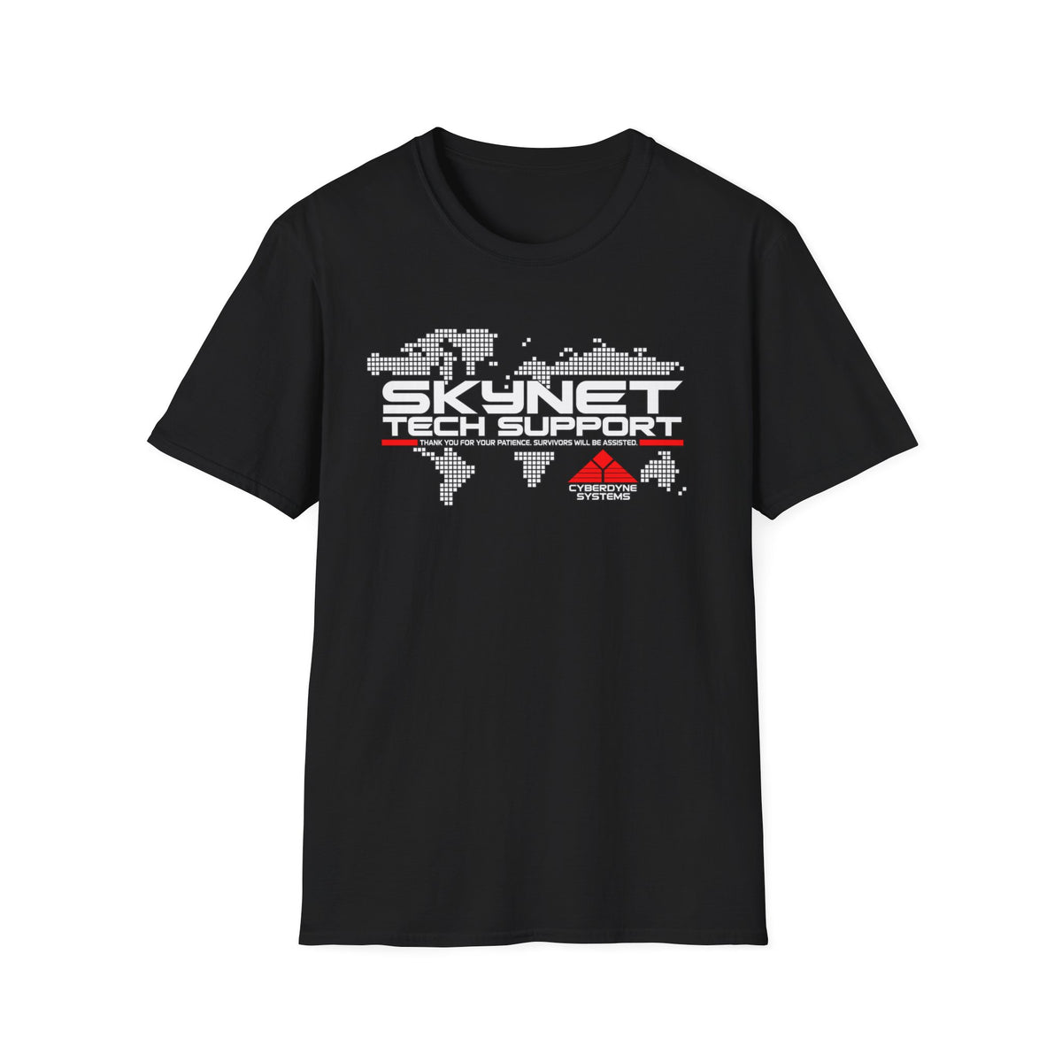Skynet Tech Support retro AI science fiction graphic T-shirt