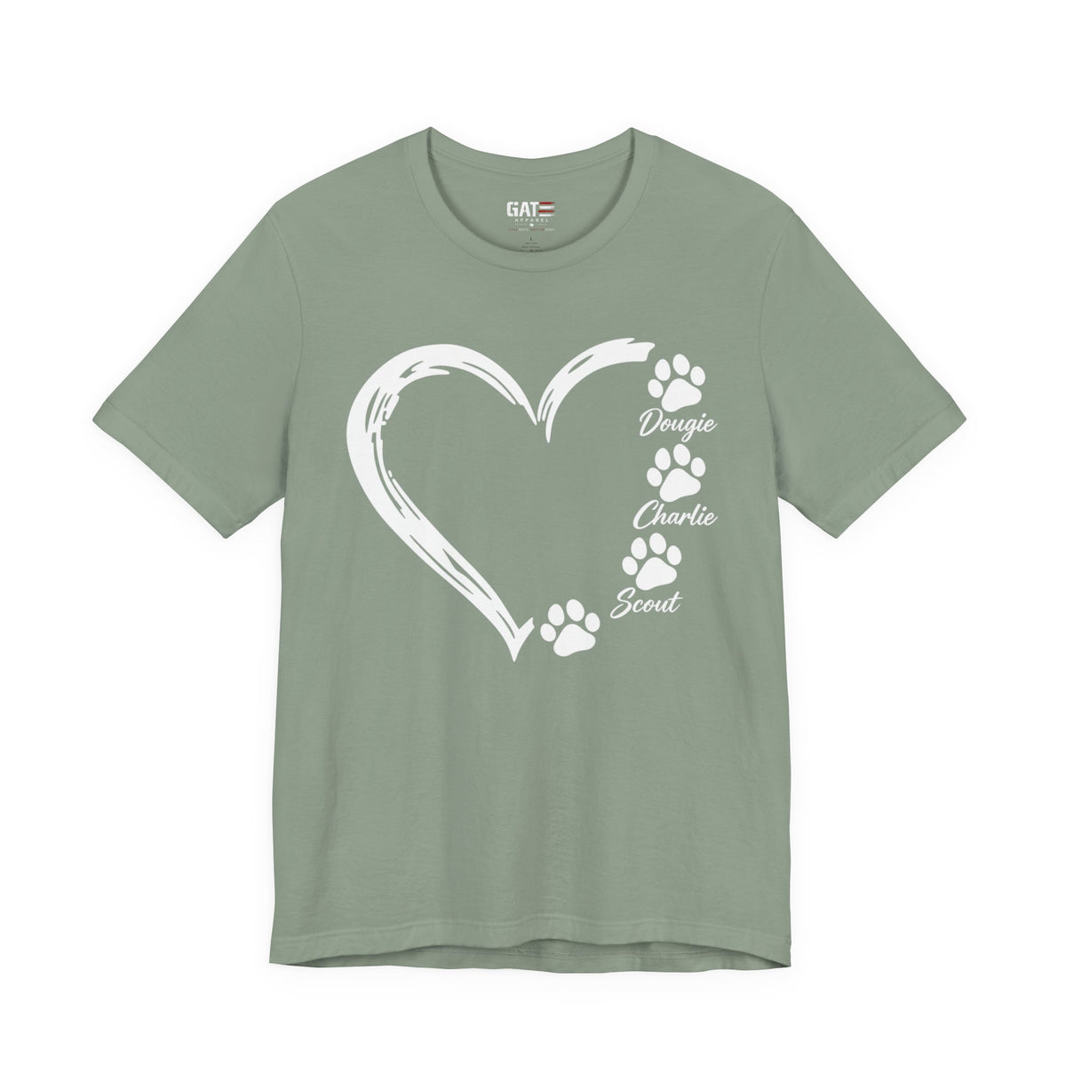 Personalized Pet Paw Heart Shirt | Custom Dog Names Tee