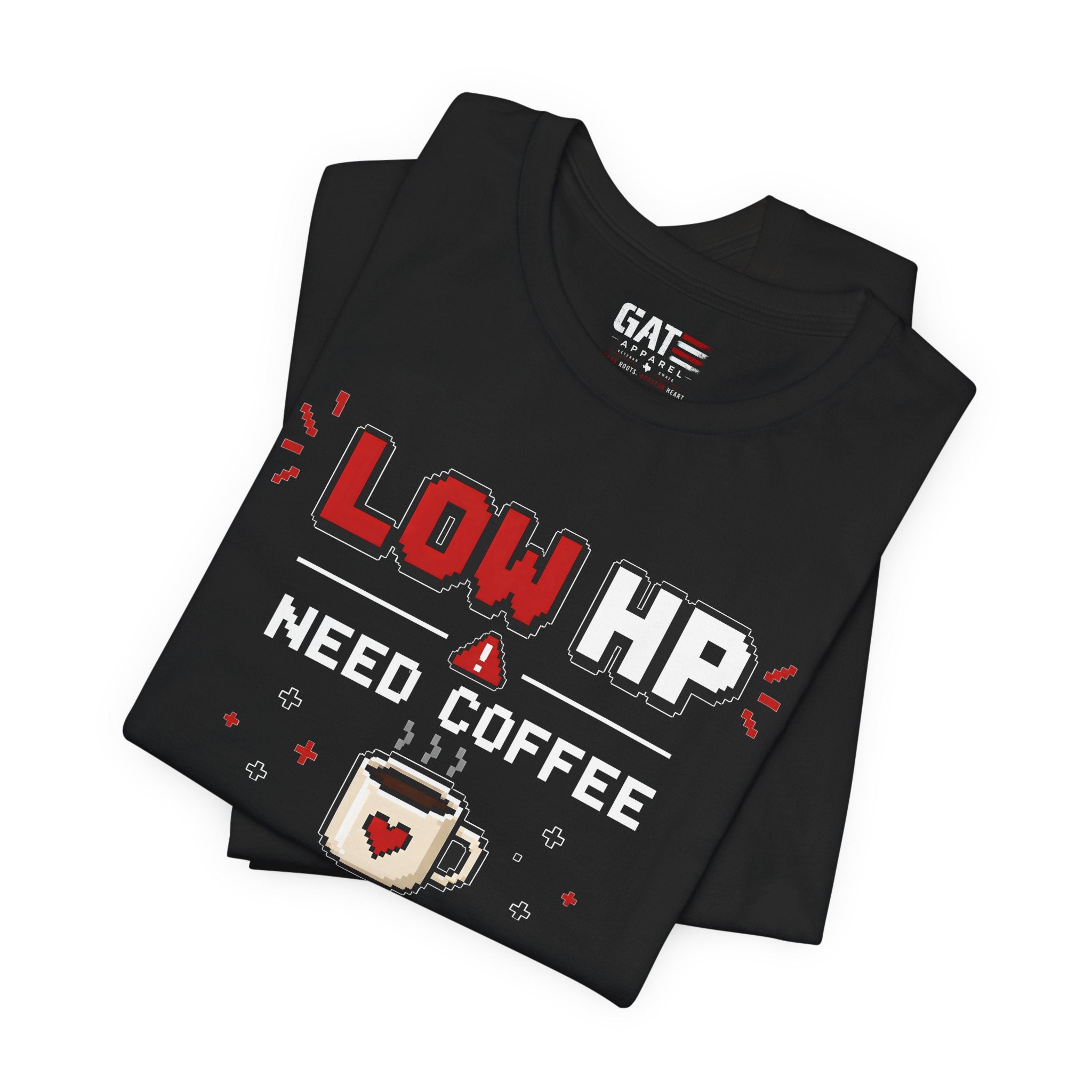 Funny Coffee Lover Shirt, Gamer Coffee Tee, Retro Pixel Art Shirt, Caffeine Addict Gift, Gaming T-Shirt