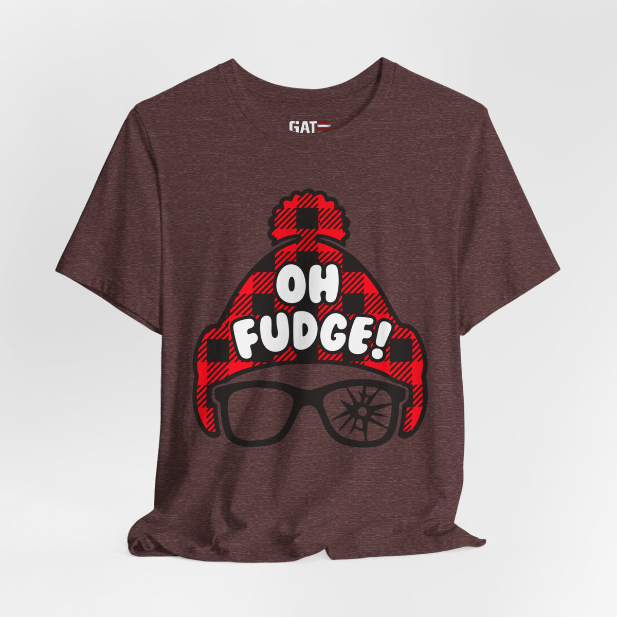 Oh Fudge! Plaid Beanie Graphic Tee — Funny Holiday Winter Shirt