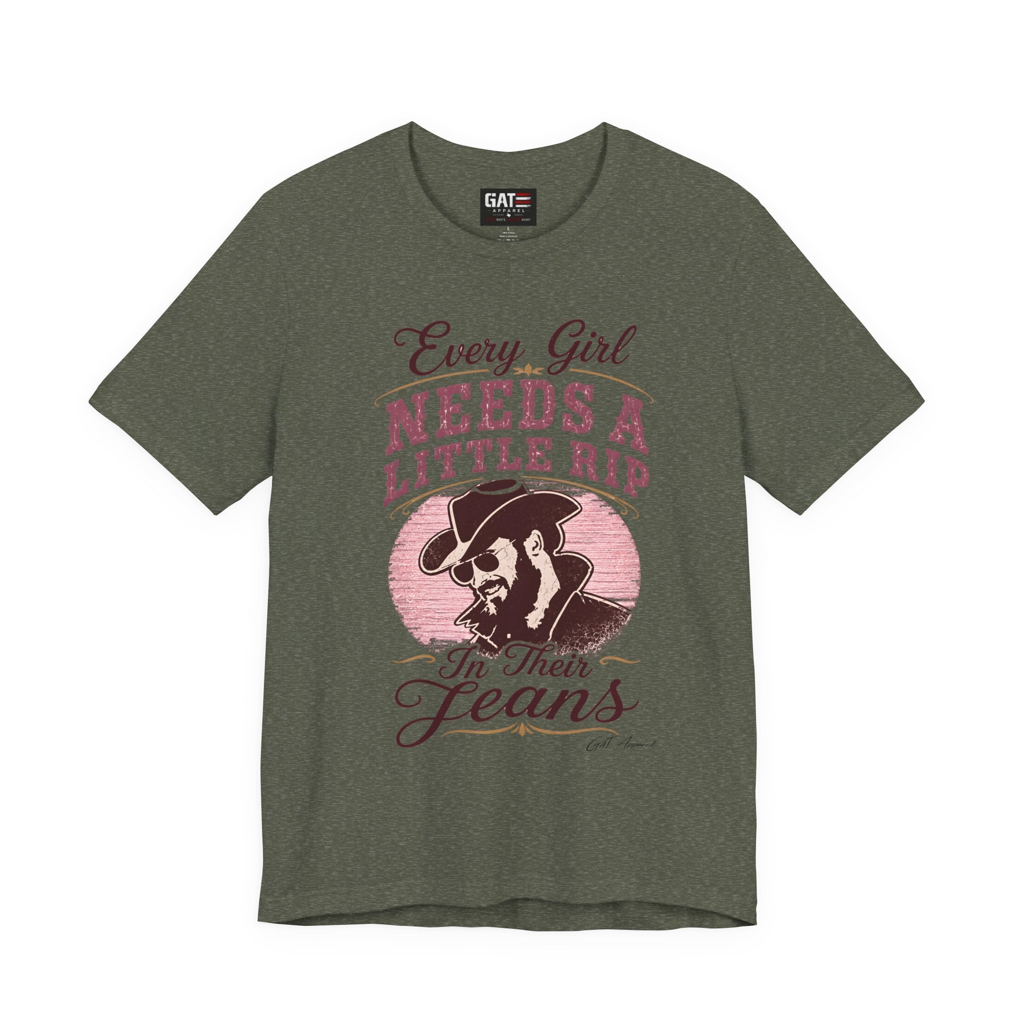 Every Girl Needs A Little Rip In Their Jeans Pink Text Shirt | Dutton Ranch| Yellowstone Inspire Shirt