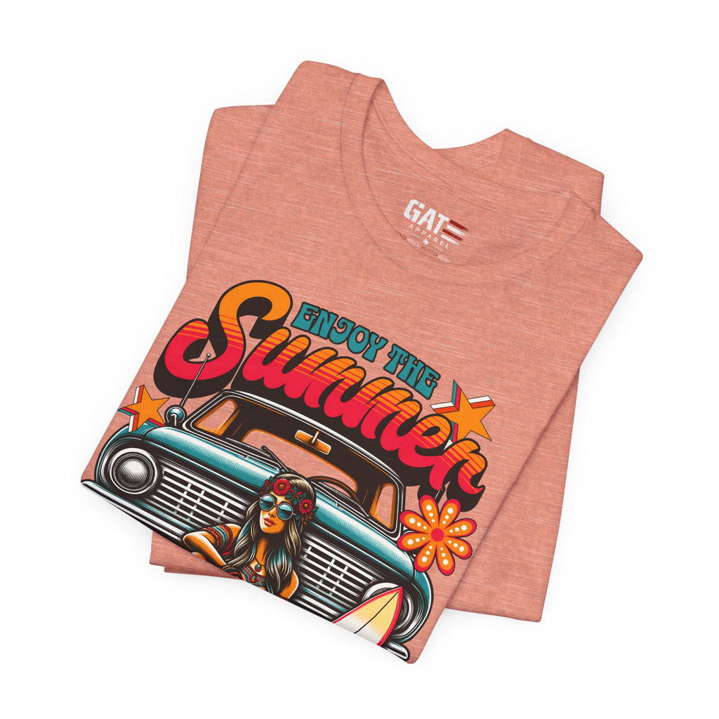 Enjoy The Summer Shirt, Retro Beach Tee, Vintage Surf Shirt, Hippie Summer T Shirt, Boho Vacation Shirt, Groovy Summer Graphic Tee