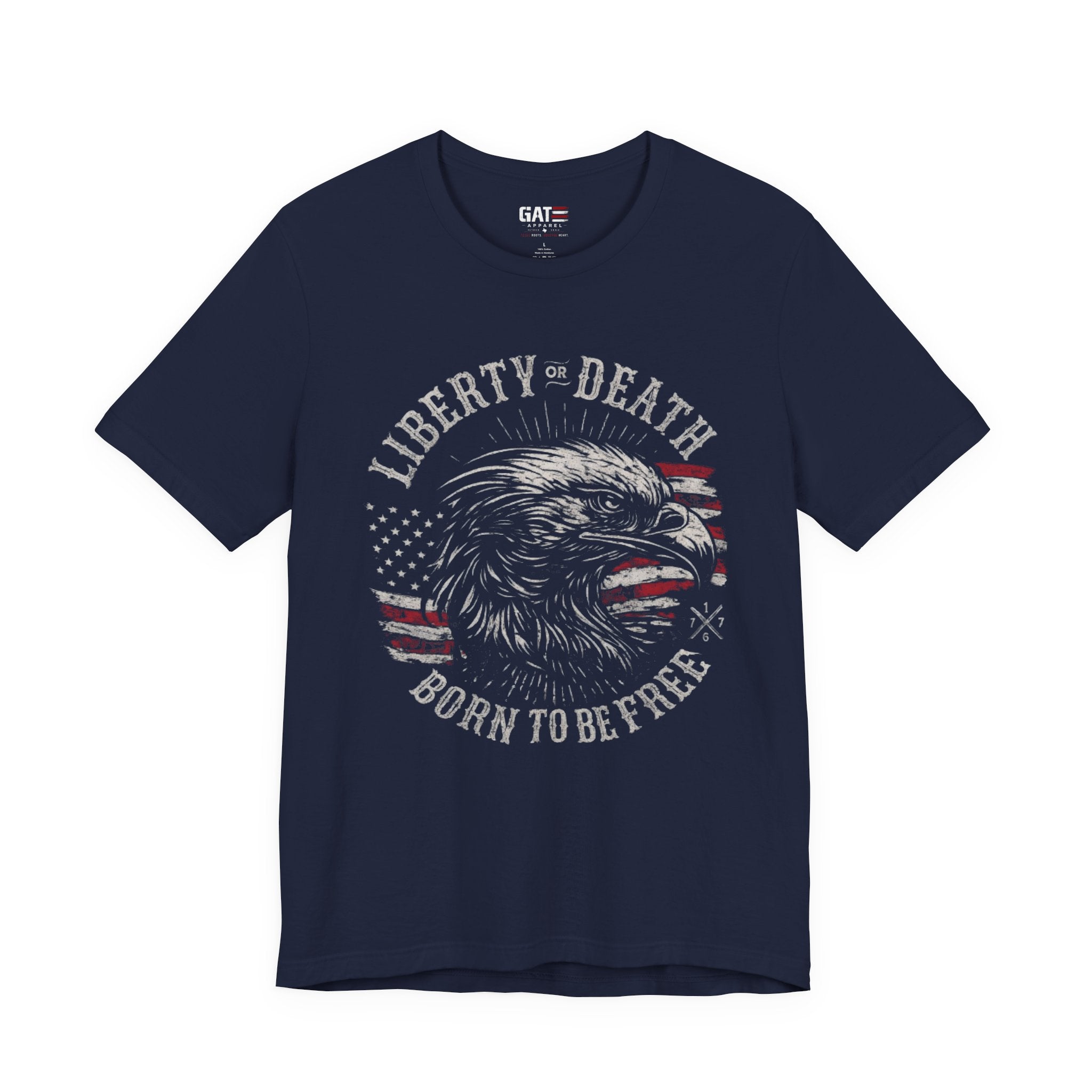 Liberty or Death Shirt, Born to Be Free Patriotic Eagle Tee, 1776 American Flag Shirt, USA Freedom Graphic T-Shirt, Veteran Gift