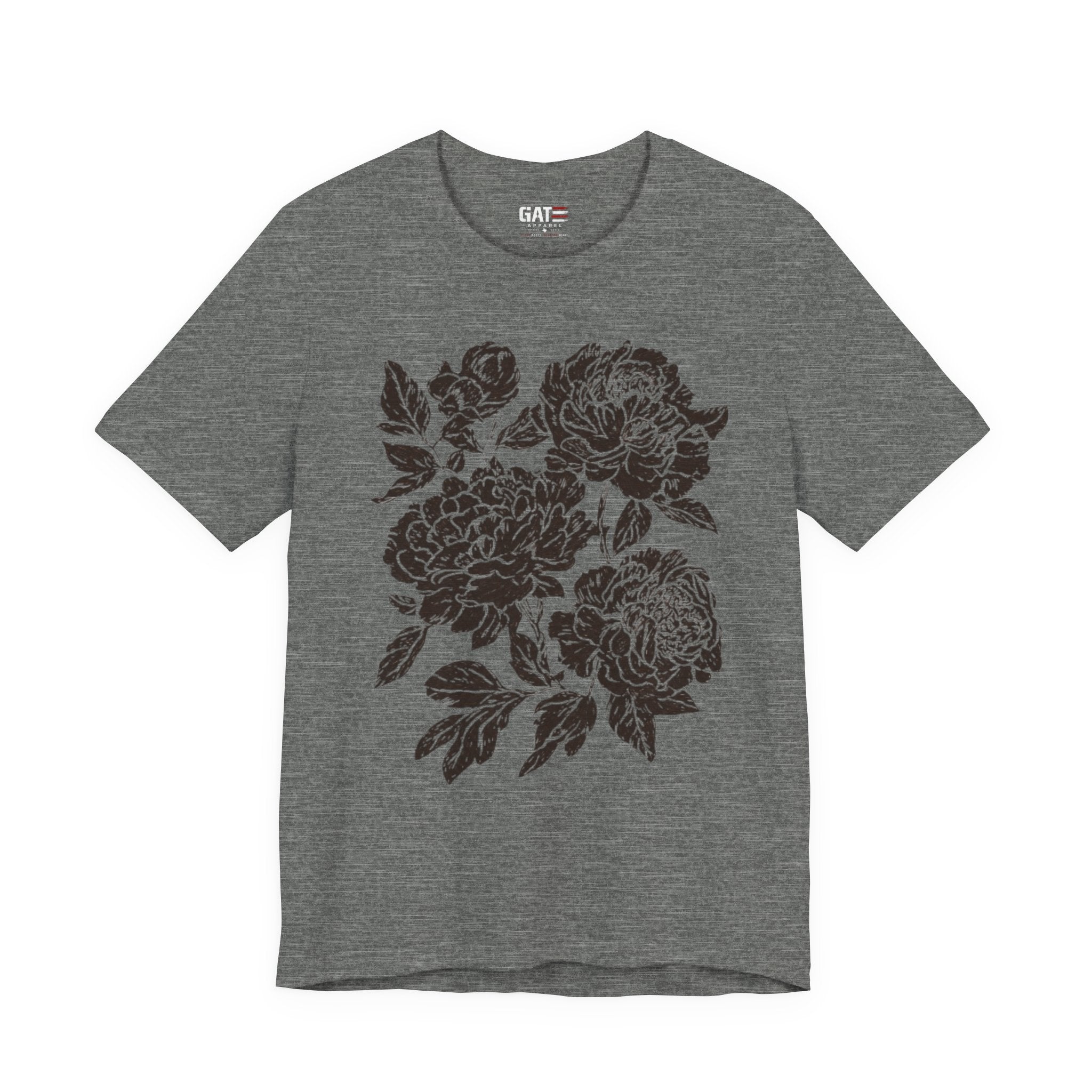 Floral Peony Tee — Vintage Black Rose Bouquet Graphic T-Shirt